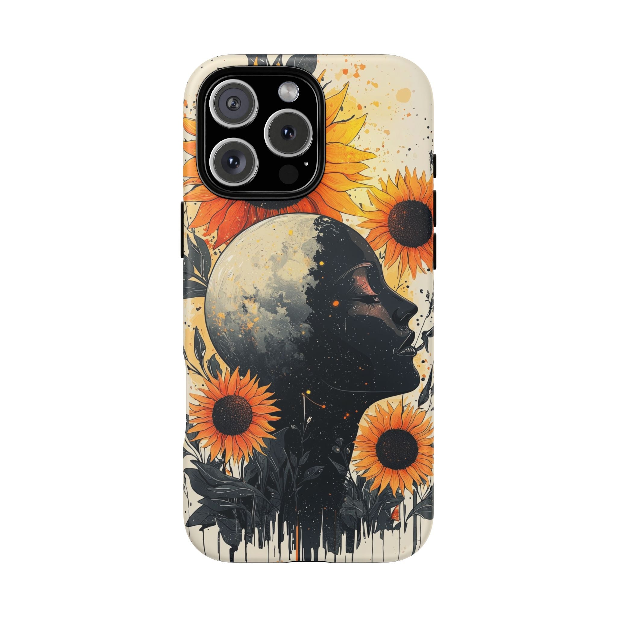 Sunflower Moon Art iPhone Case | Floral Celestial