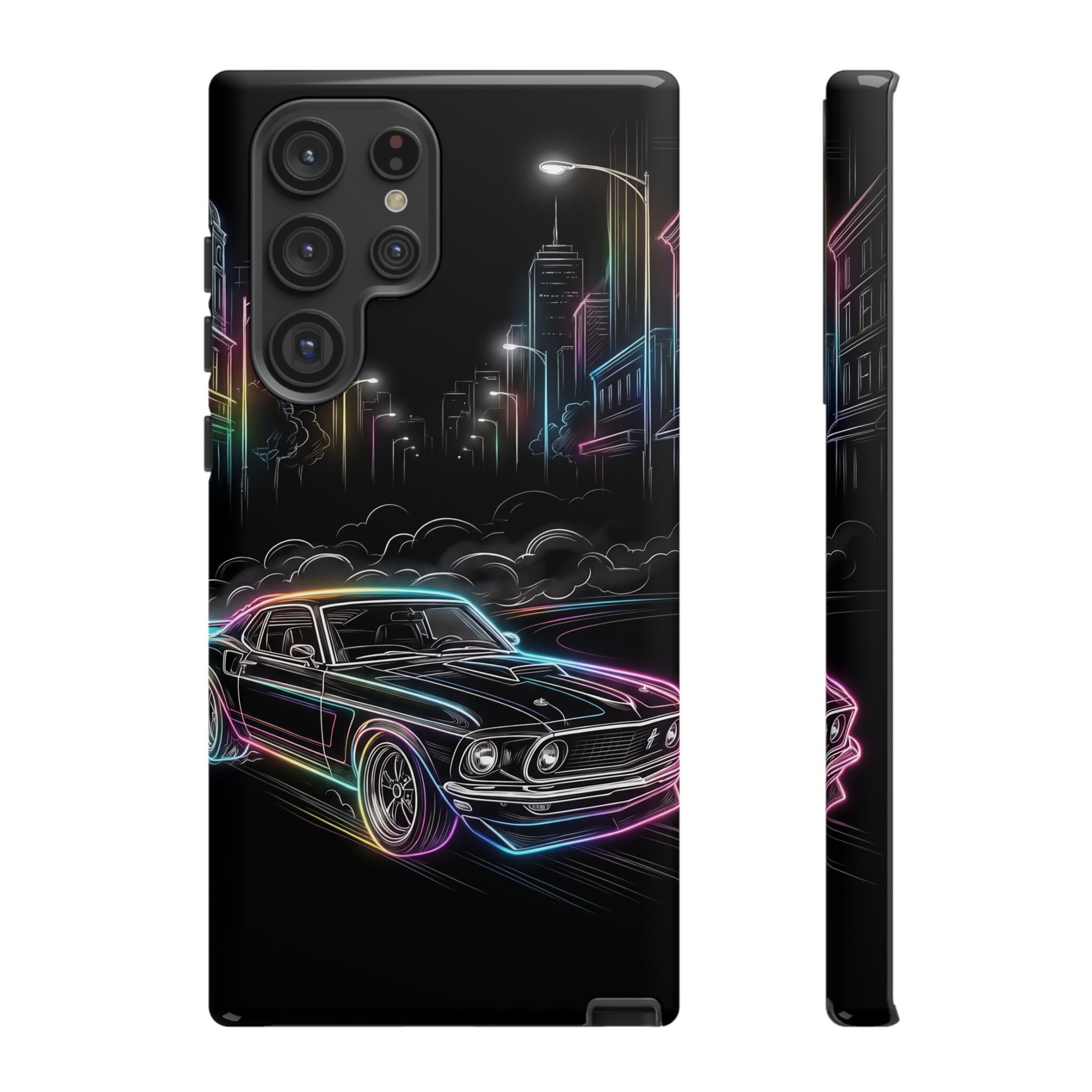 Neon Muscle Car Samsung Galaxy Phone Case | Retro City Nightscape
