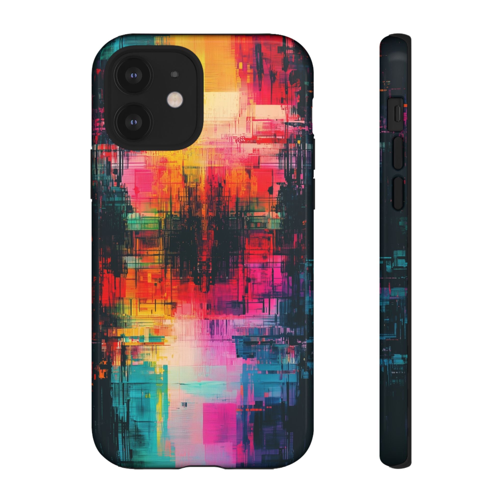 Abstract Neon Glitch Art Tough iPhone Case