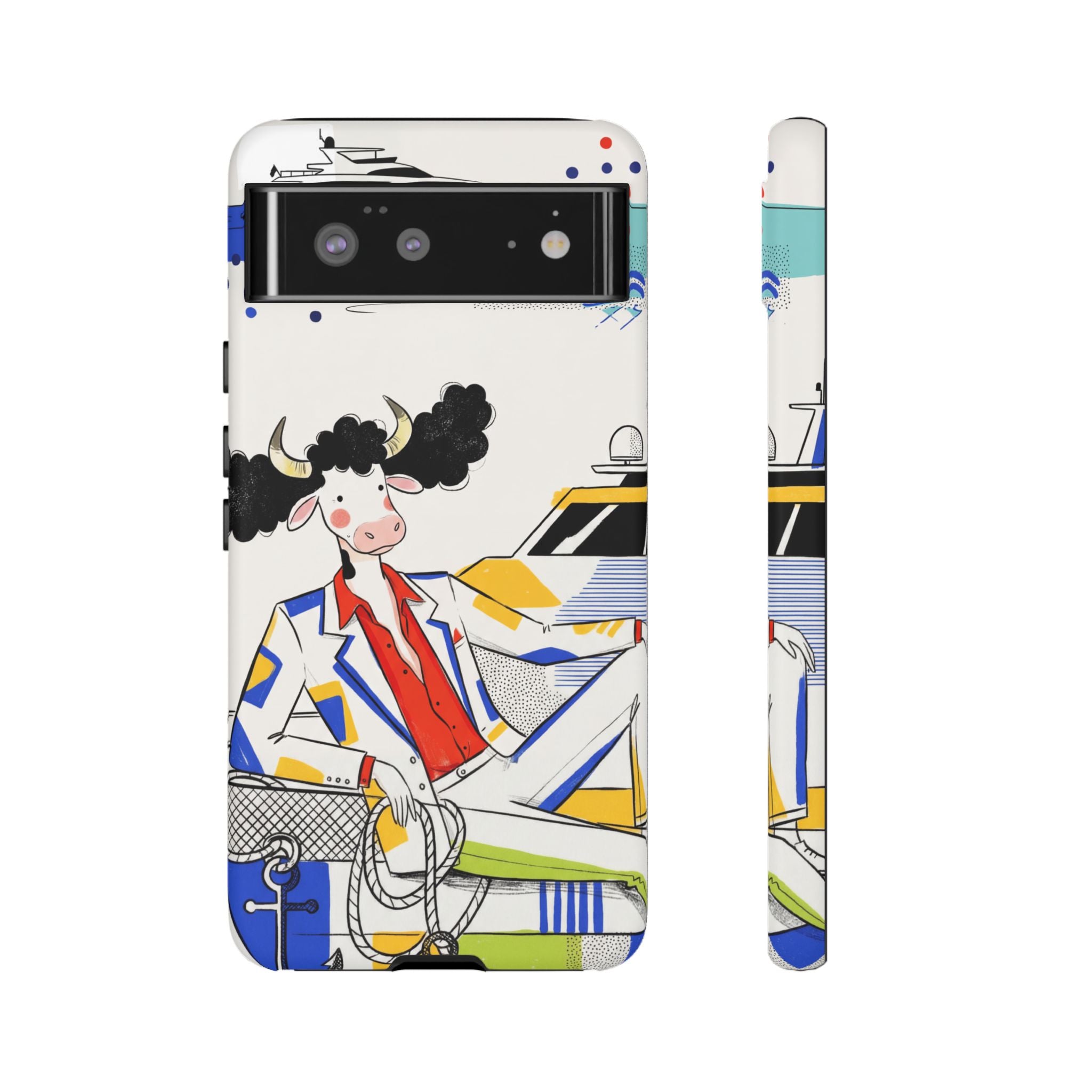 Nautical Cow Graphic Protective Google Pixel Phone Case