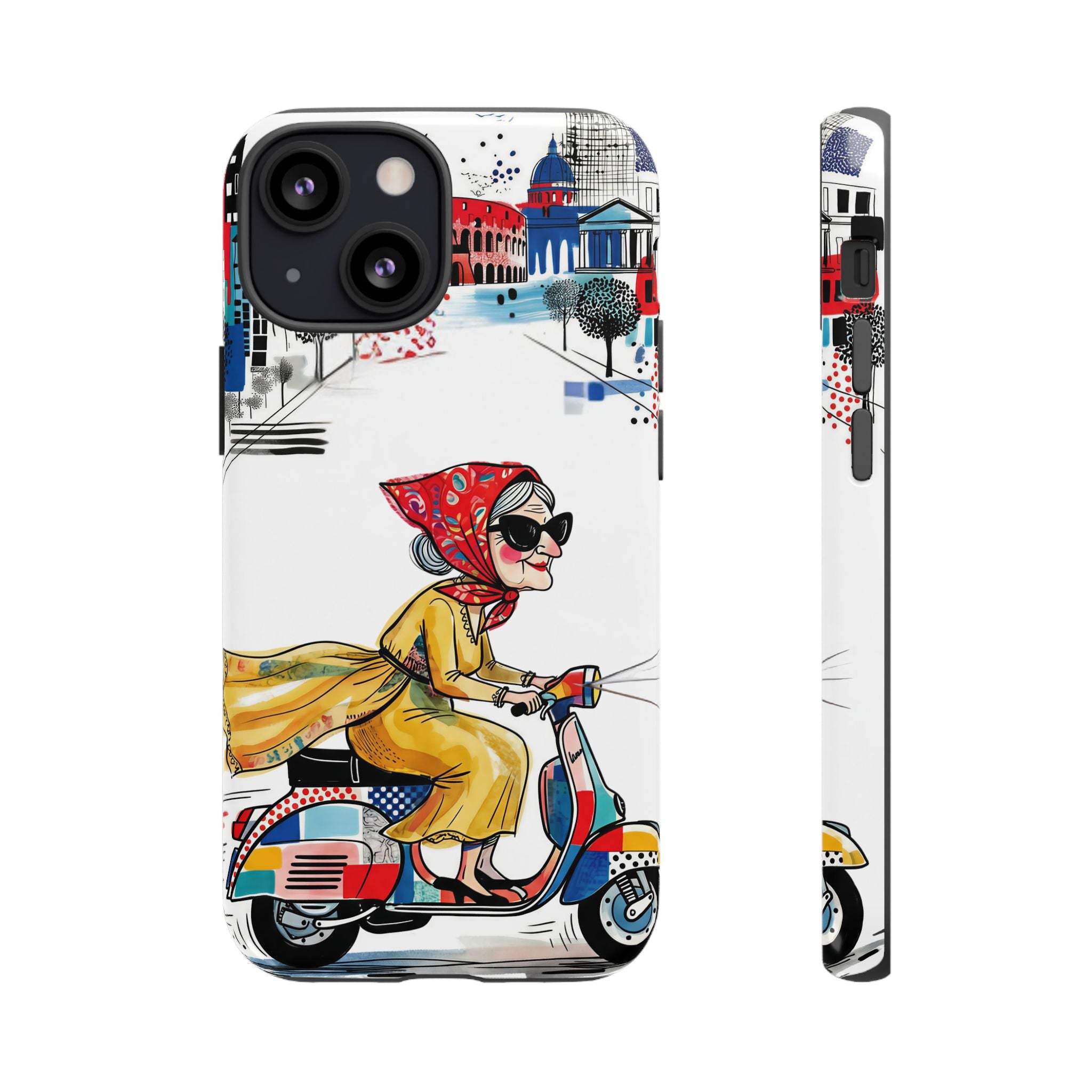 Vintage Vespa Granny iPhone Case | Retro Scooter Travel iPhone Cover