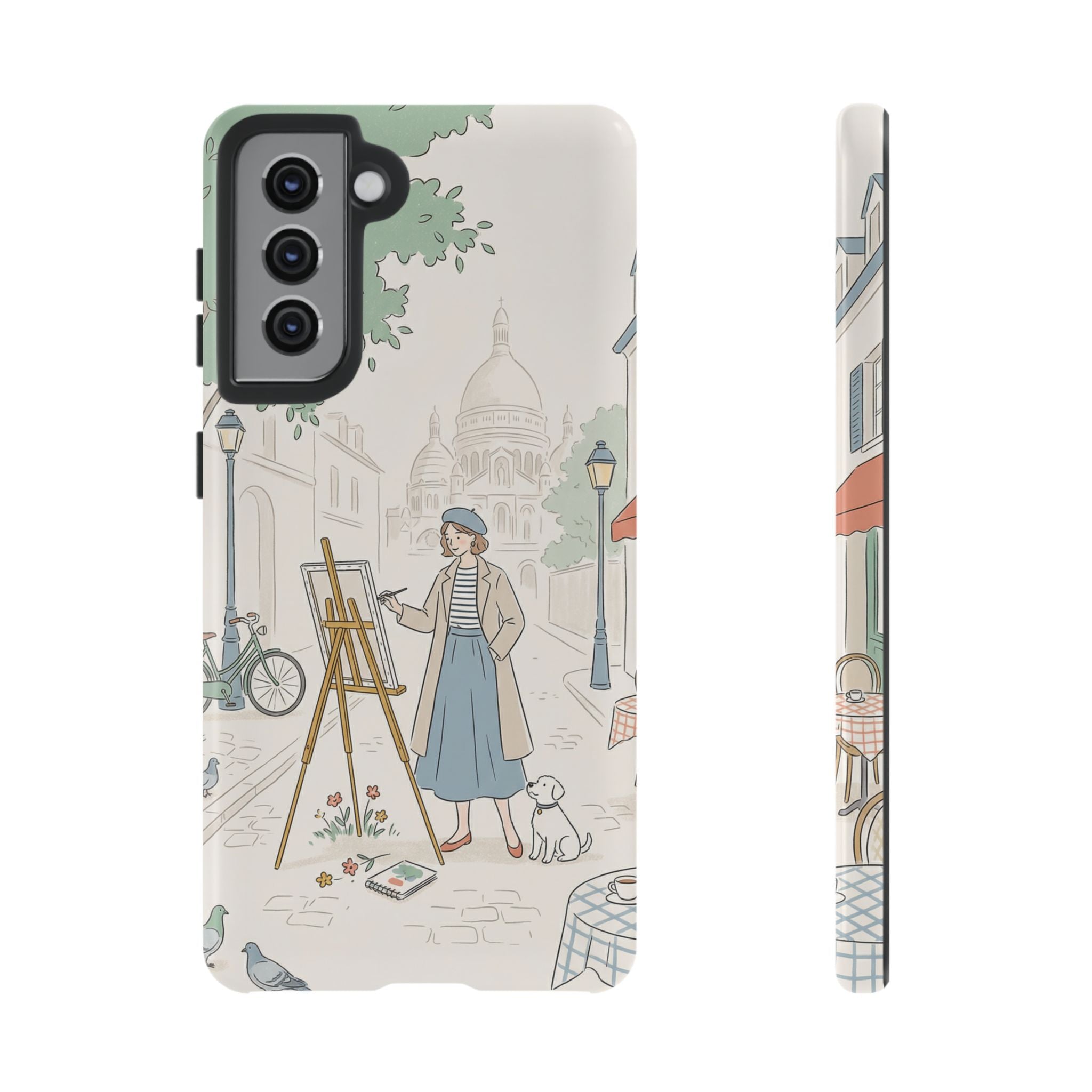 Artist in Paris Samsung Galaxy Phone Case | Vintage Painter Street Scene Protective Cover