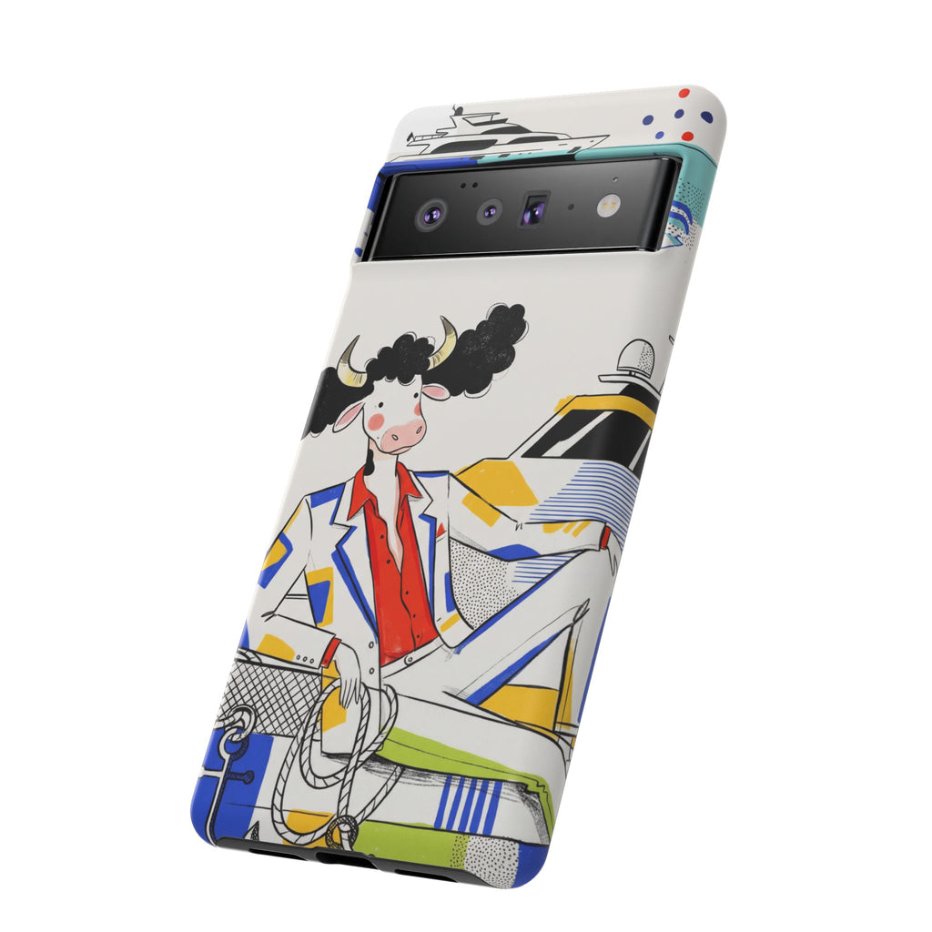 Nautical Cow Graphic Protective Google Pixel Phone Case
