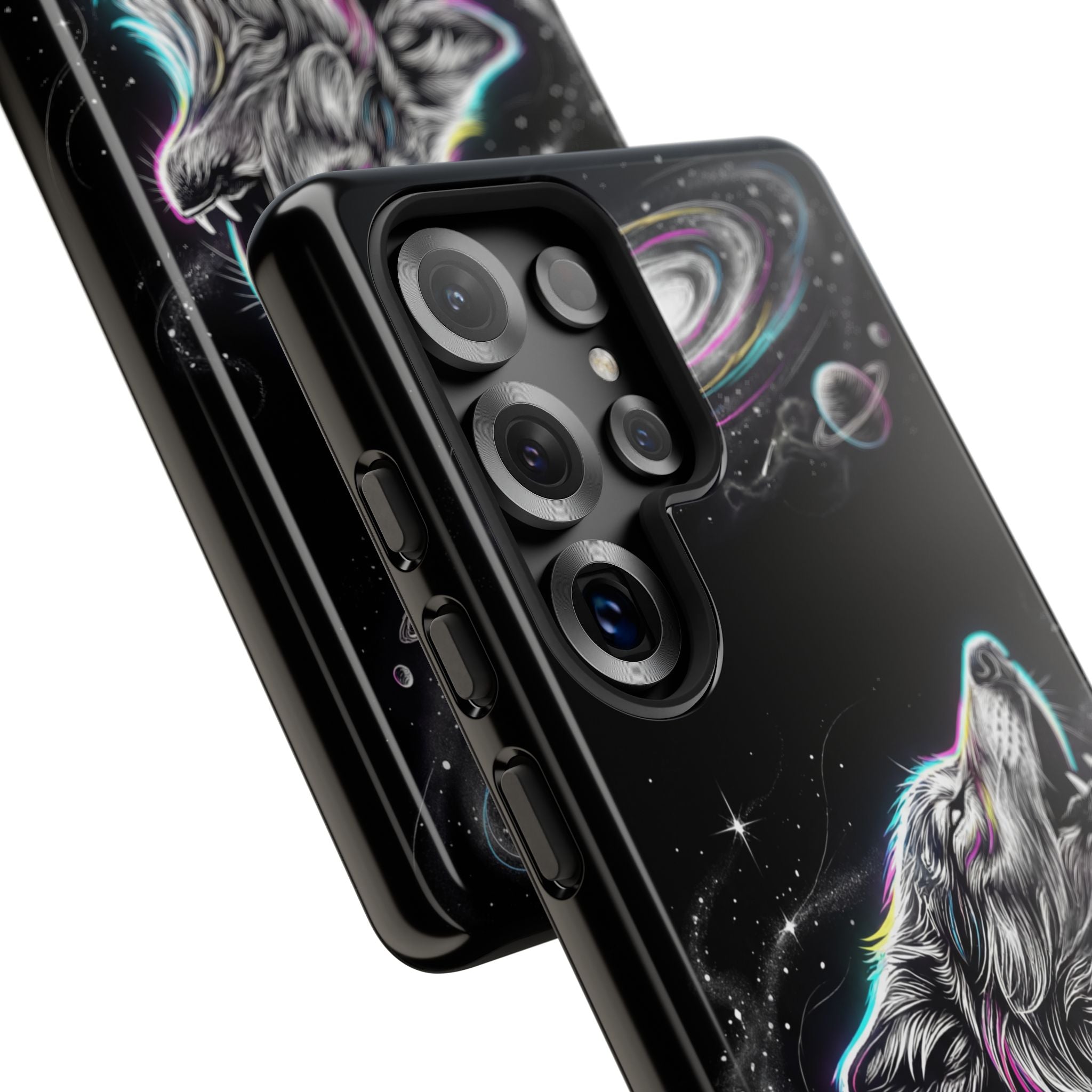 Wolf Galaxy Tough Samsung Galaxy Phone Case | Colorful Howling Wolf Space Design