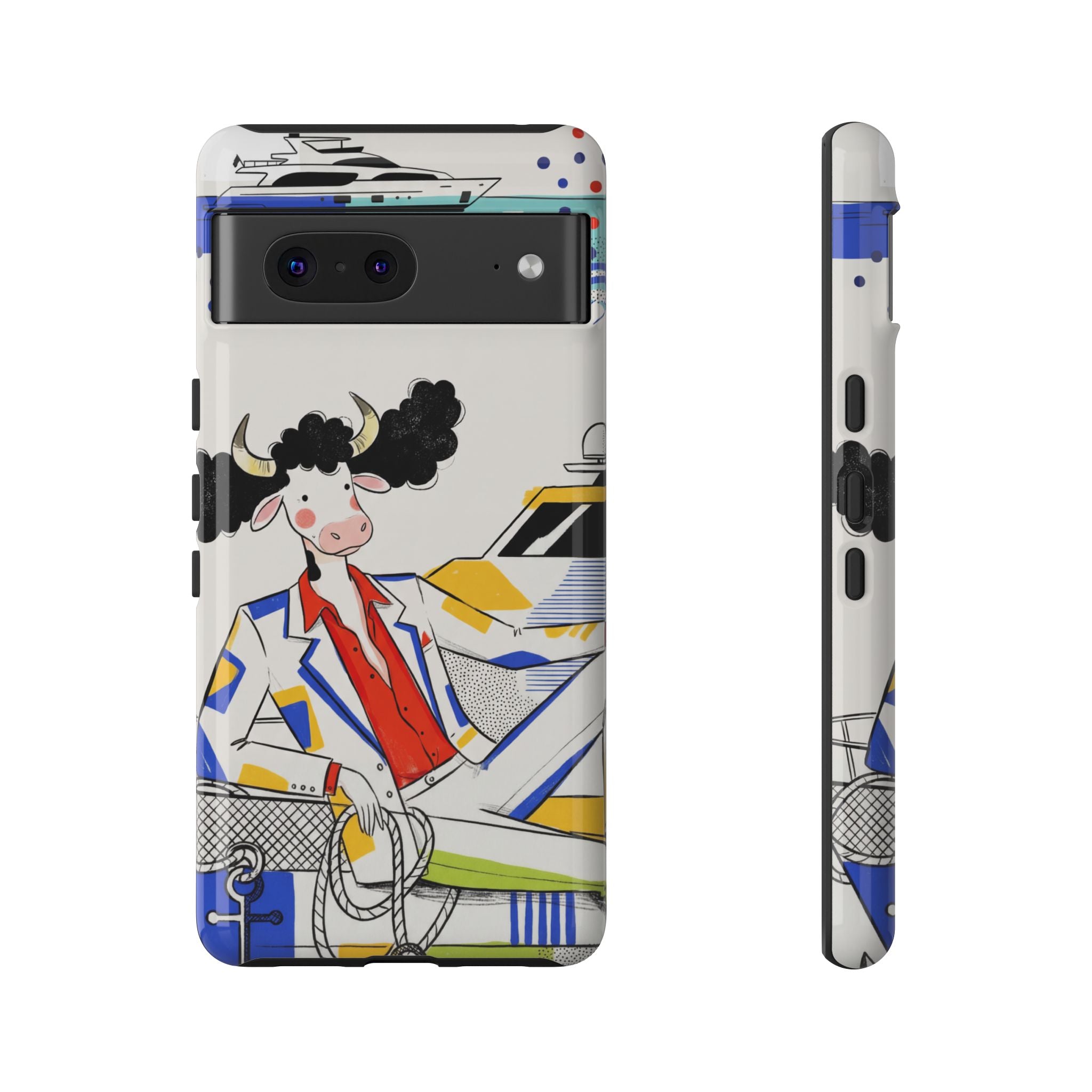 Nautical Cow Graphic Protective Google Pixel Phone Case