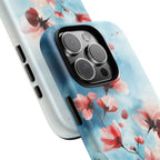 Floral Cherry Blossom iPhone Case | Pastel Pink Blue