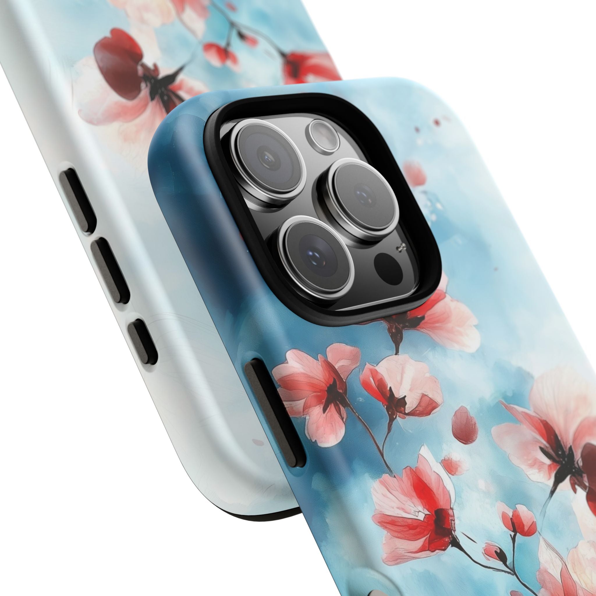 Floral Cherry Blossom iPhone Case | Pastel Pink Blue