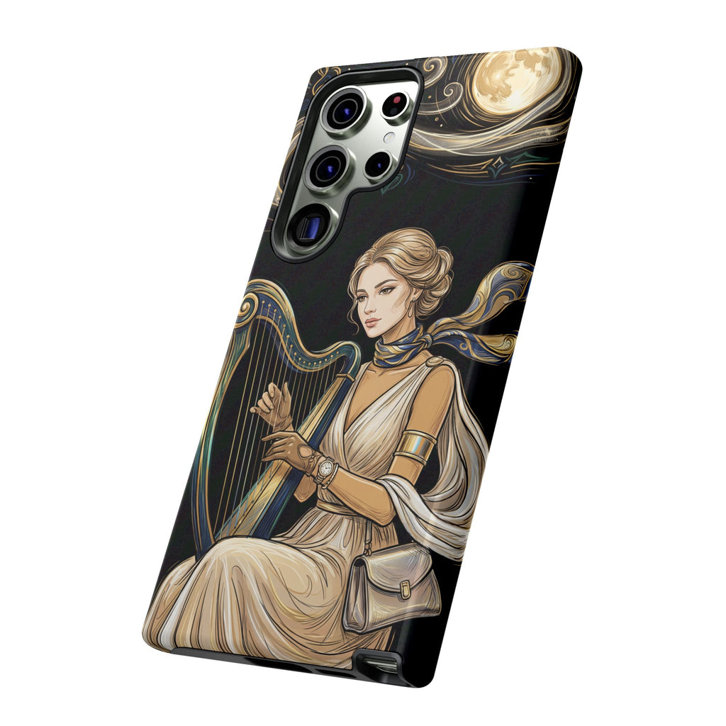 Moonlit Harp Samsung Galaxy Phone Case | Vintage Goddess Musician Art