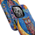 Owl on Crescent Moon iPhone Case — Colourful Whimsical Night Sky Design