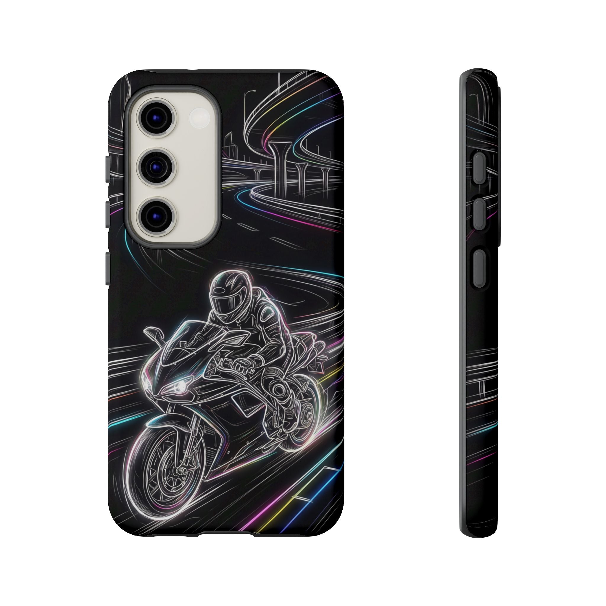 Neon Night Rider Samsung Galaxy Phone Case | Motorcycle Racing Protective Cover