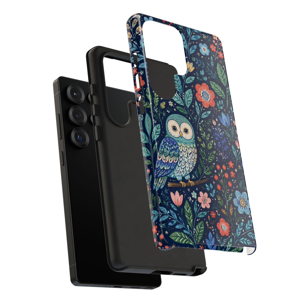 Owl Floral Samsung Galaxy Phone Case | Navy Botanical Protective Phone Cover