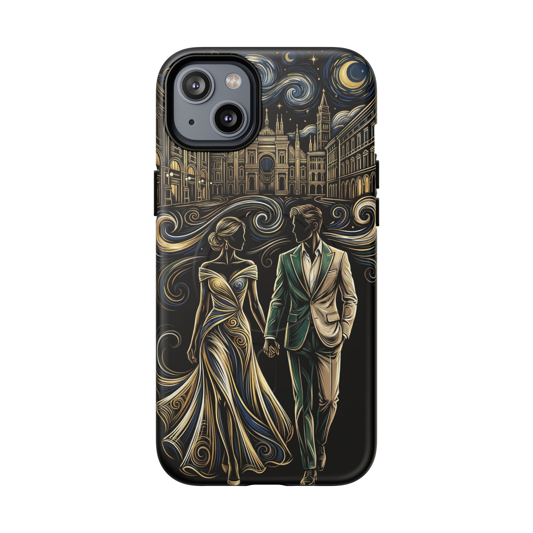 Romantic Night Walk MagSafe iPhone Case | Elegant Couple Art