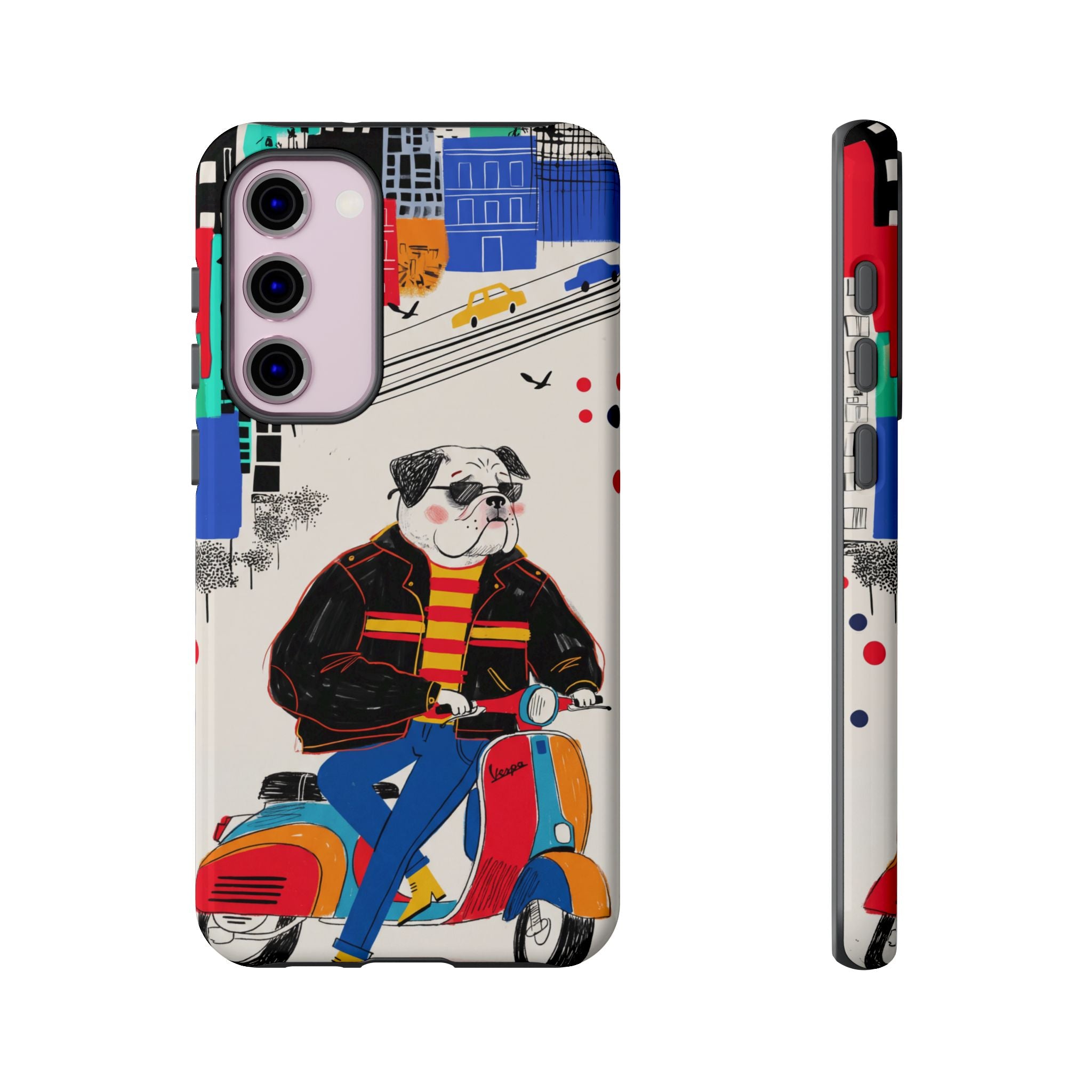Bulldog Vespa Samsung Galaxy Phone Case | Retro Scooter Dog Protective Cover