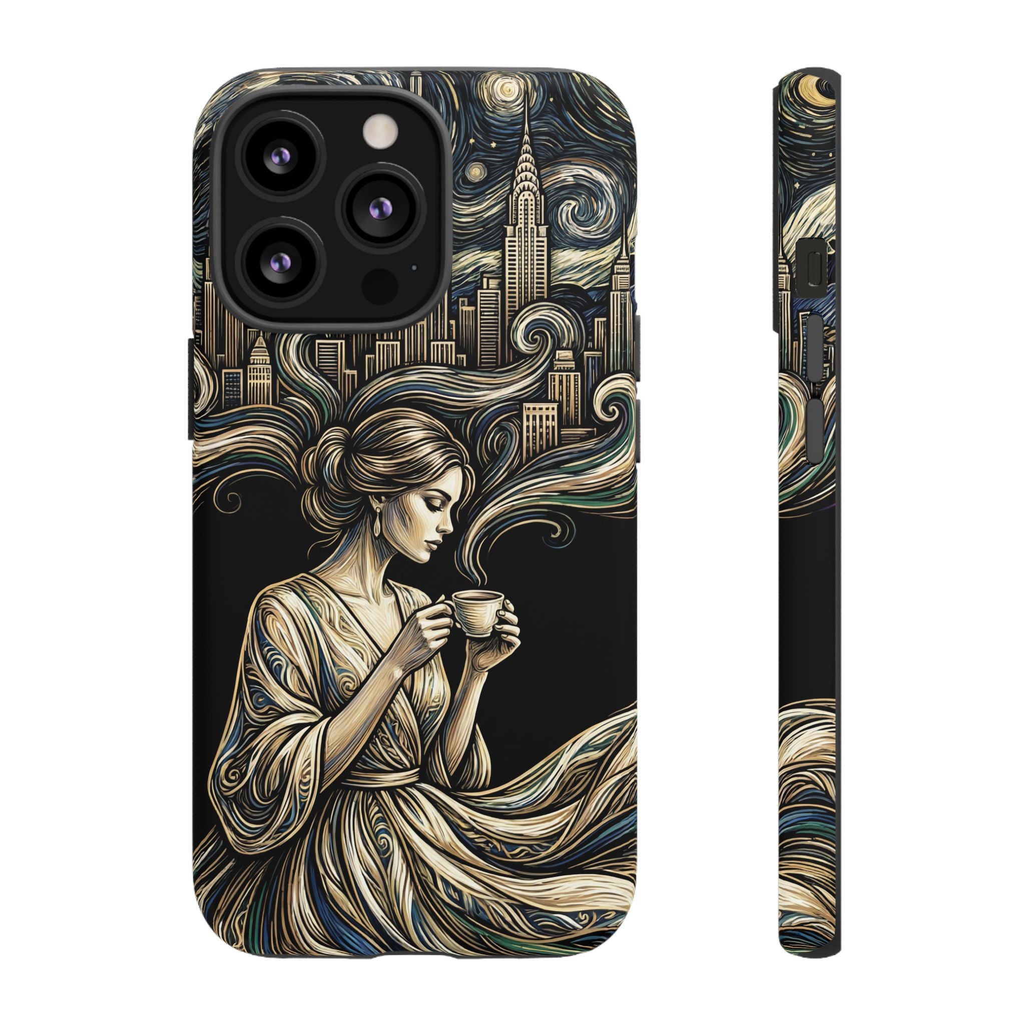 Vintage Cityscape Woman Tea Art iPhone Case