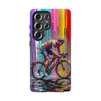 Cyclist Art Samsung Galaxy Phone Case | Colourful Drip Painting Tough Cases