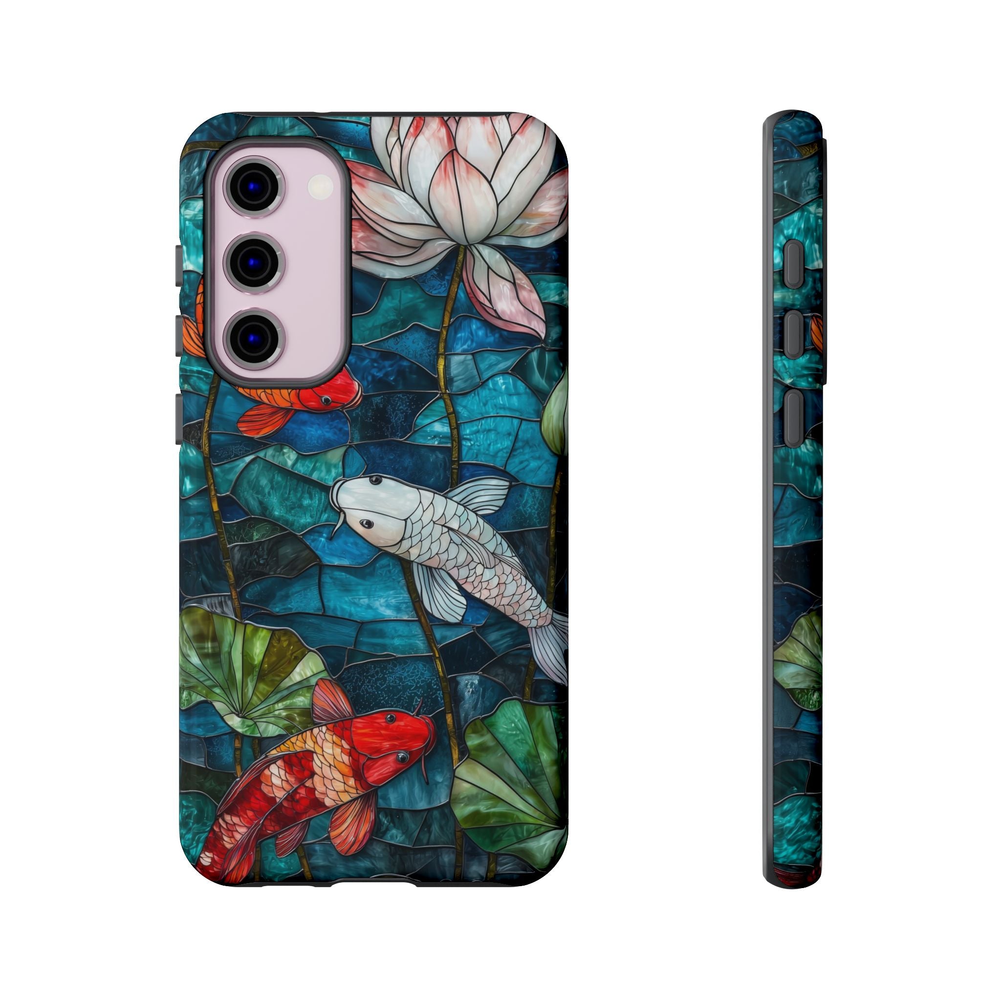 Koi Pond Tough Samsung Galaxy Case — Stained Glass Lotus & Koi Design
