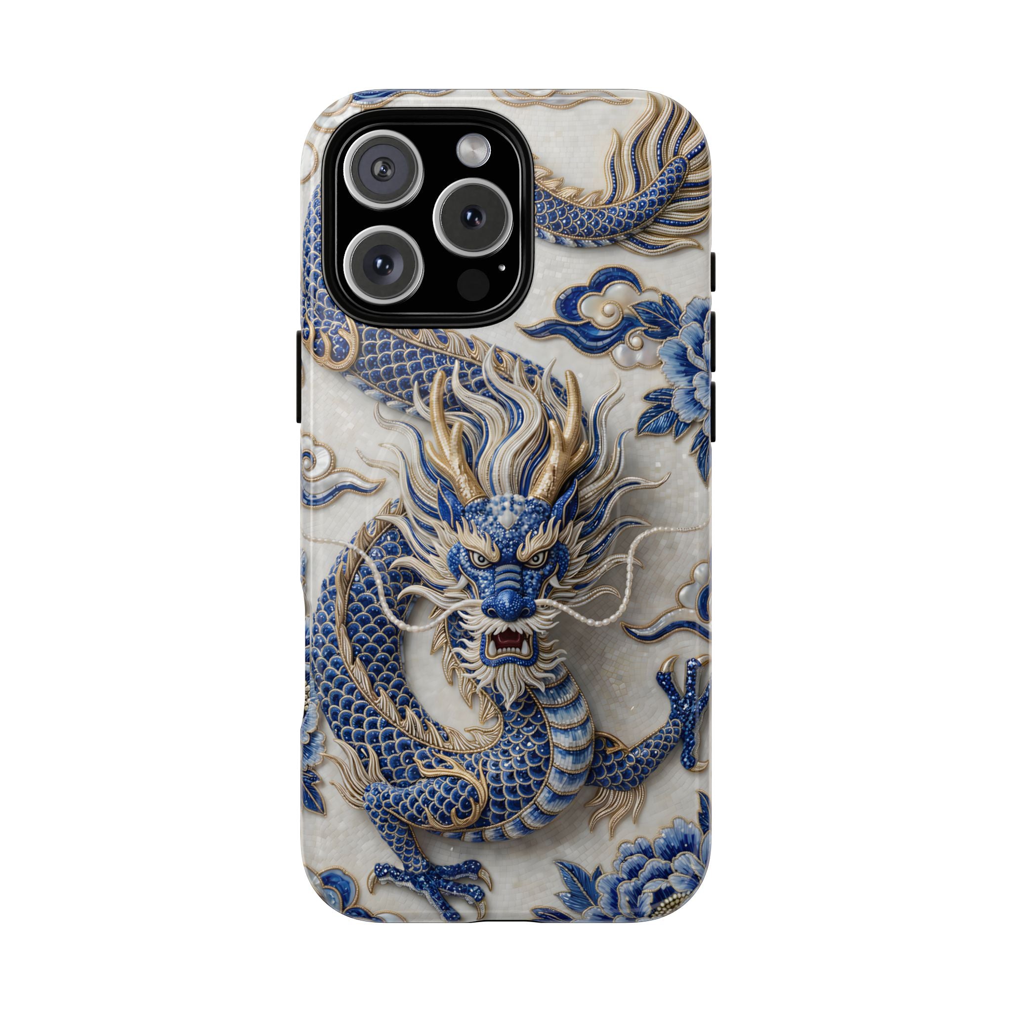 Asian Zodiac Dragon MagSafe iPhone Case | Blue & White Porcelain Luxury Protective Case | Year of the Dragon Gift