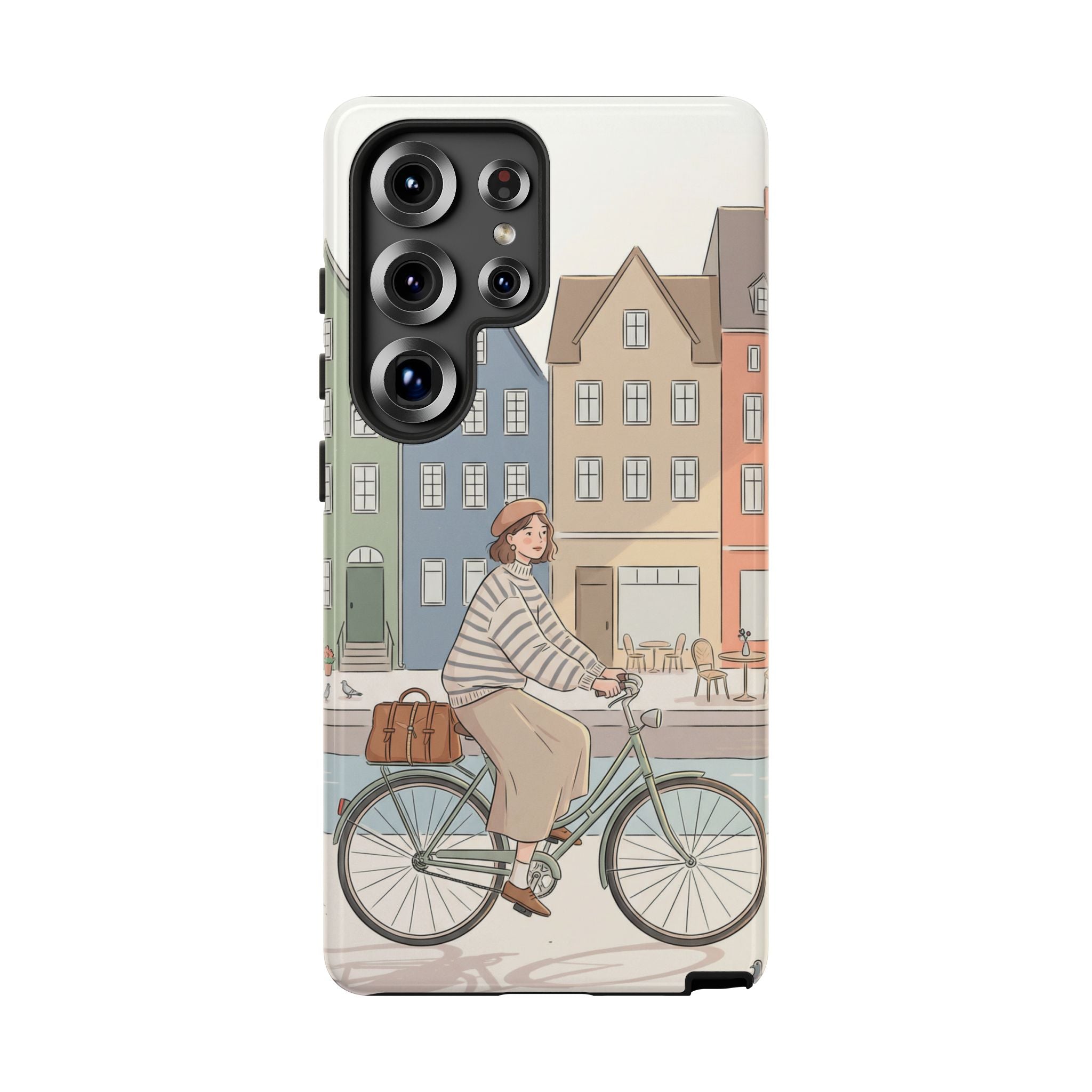 City Bike Samsung Galaxy Phone Case | Cozy European Street Illustration Tough Cases