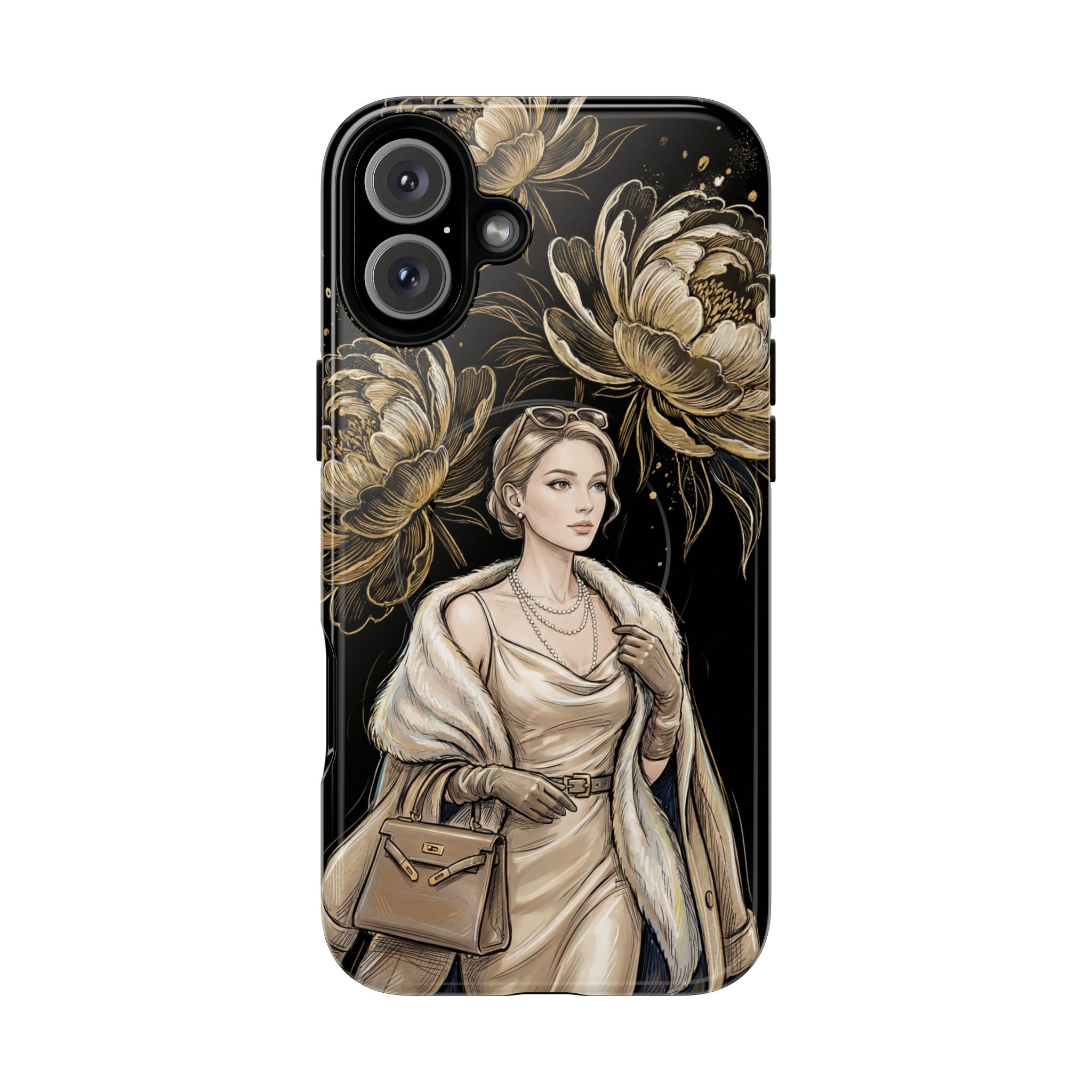 Elegant Vintage Lady Floral MagSafe iPhone Case | Chic Protective Cover for Women