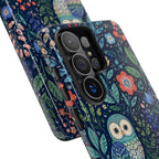 Owl Floral Samsung Galaxy Phone Case | Navy Botanical Protective Phone Cover