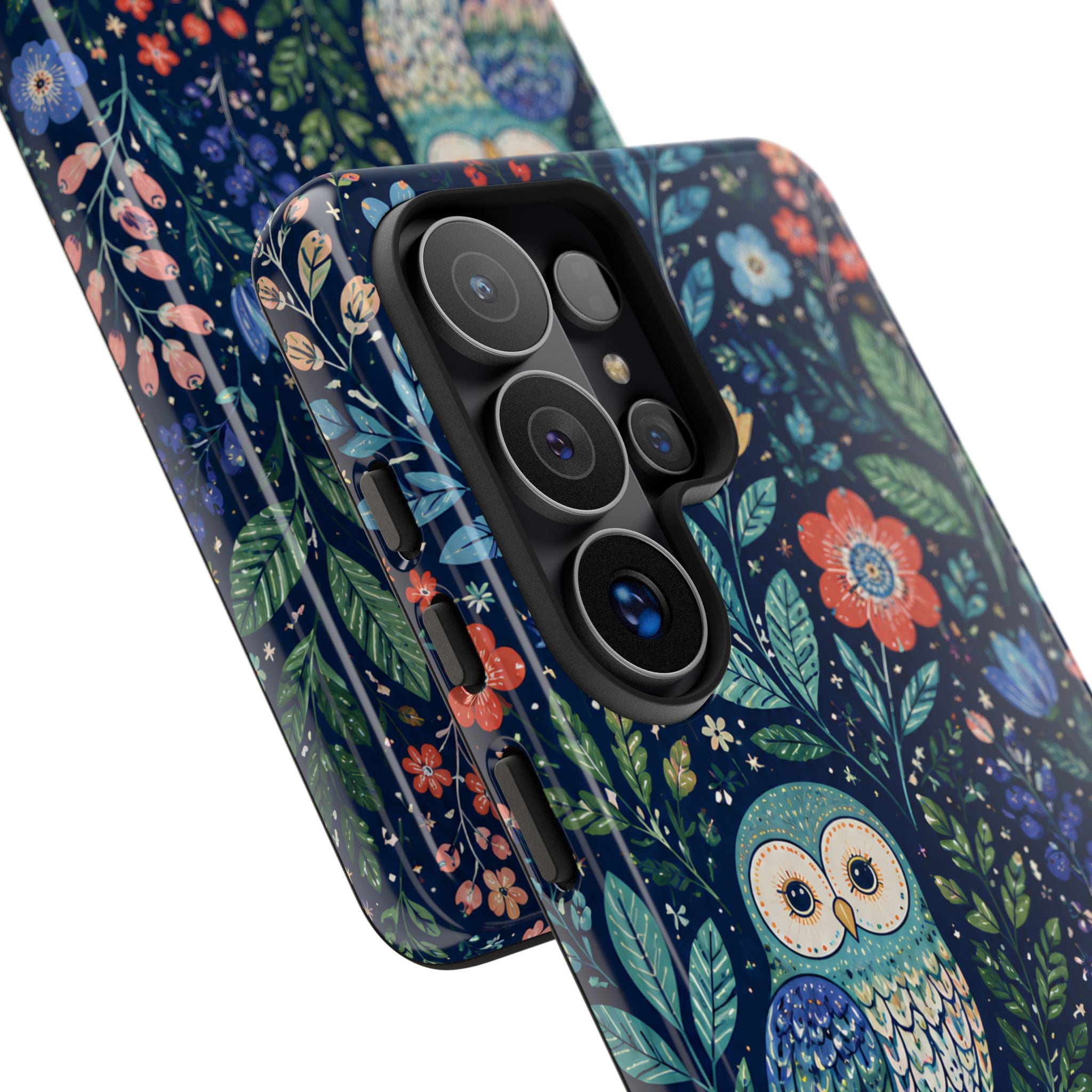 Owl Floral Samsung Galaxy Phone Case | Navy Botanical Protective Phone Cover