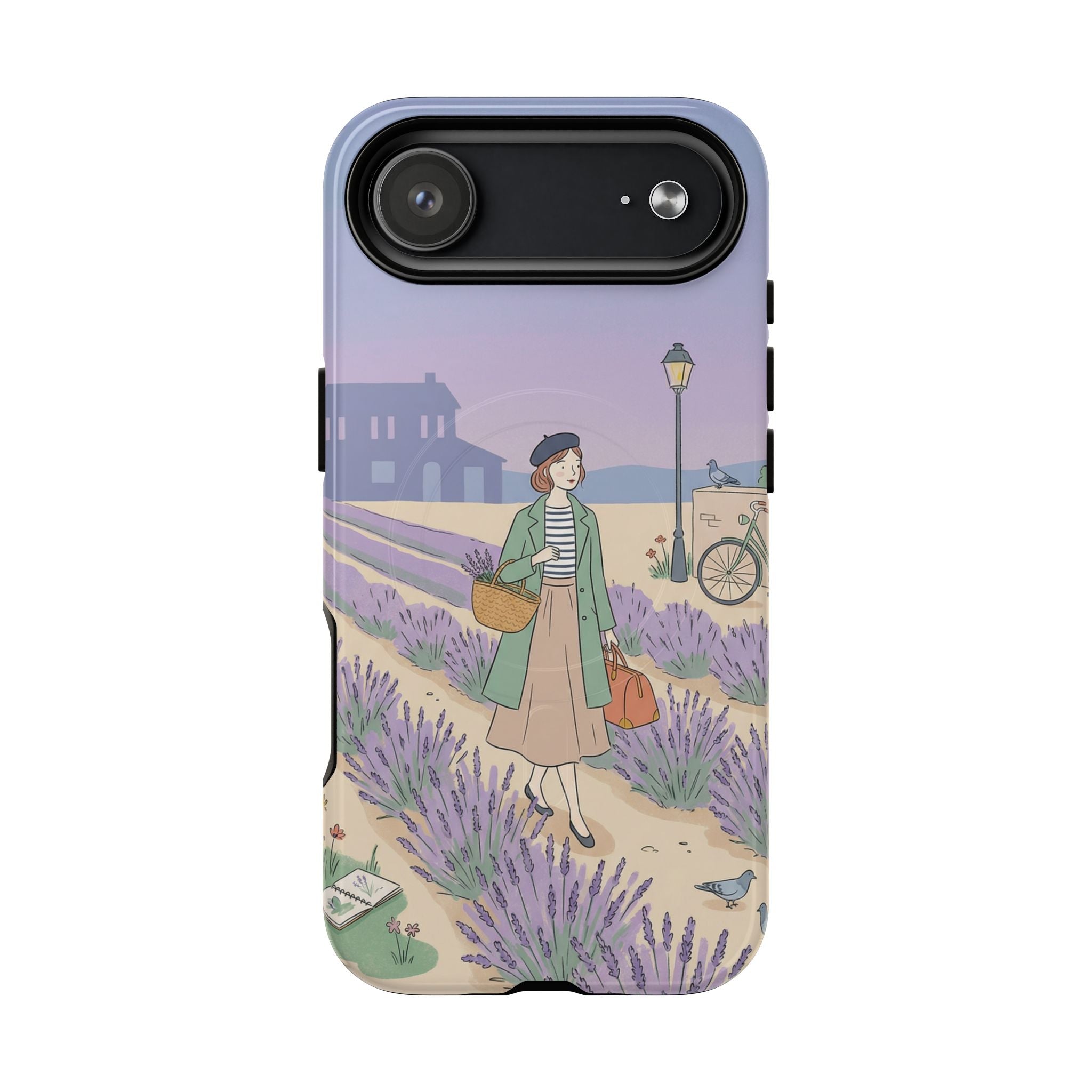 Lavender Field MagSafe iPhone Case | Vintage Travel Illustration Protective Case