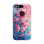 Floral Cherry Blossom Google Pixel Case | Pink Blue Watercolour
