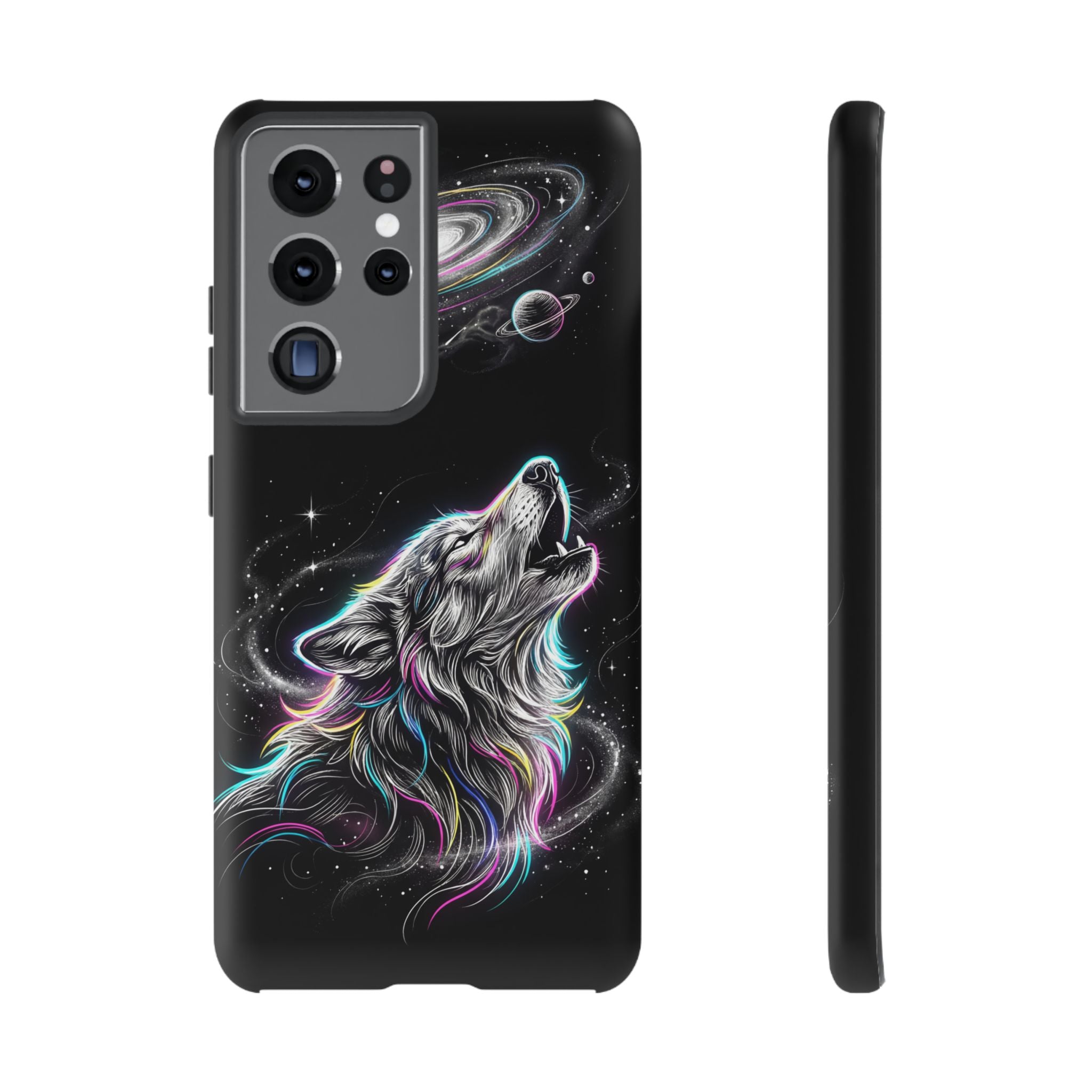 Wolf Galaxy Tough Samsung Galaxy Phone Case | Colorful Howling Wolf Space Design