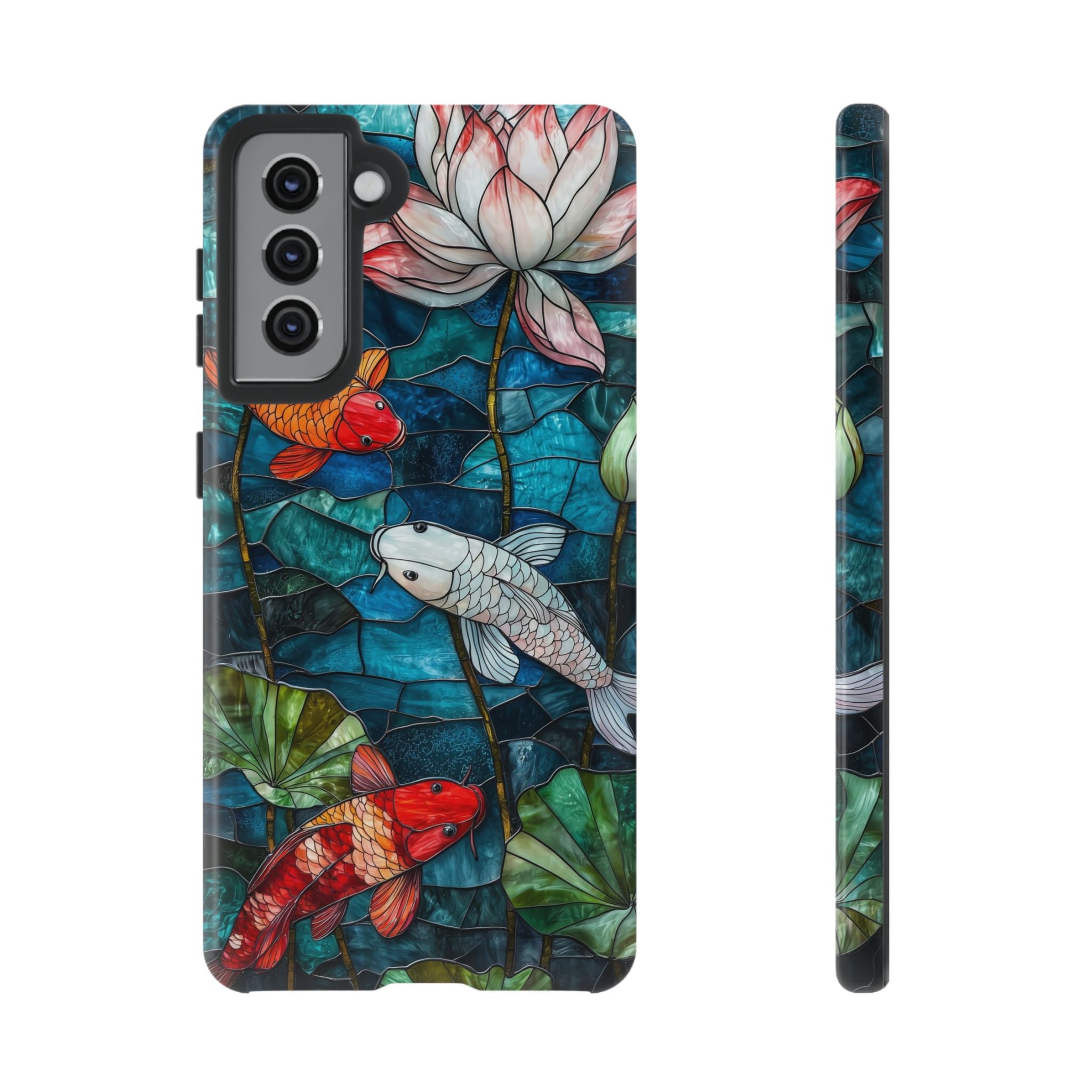 Koi Pond Tough Samsung Galaxy Case — Stained Glass Lotus & Koi Design