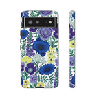 Floral Blue & Purple Tough Google Pixel Phone Case | Protective Botanical Phone Cover
