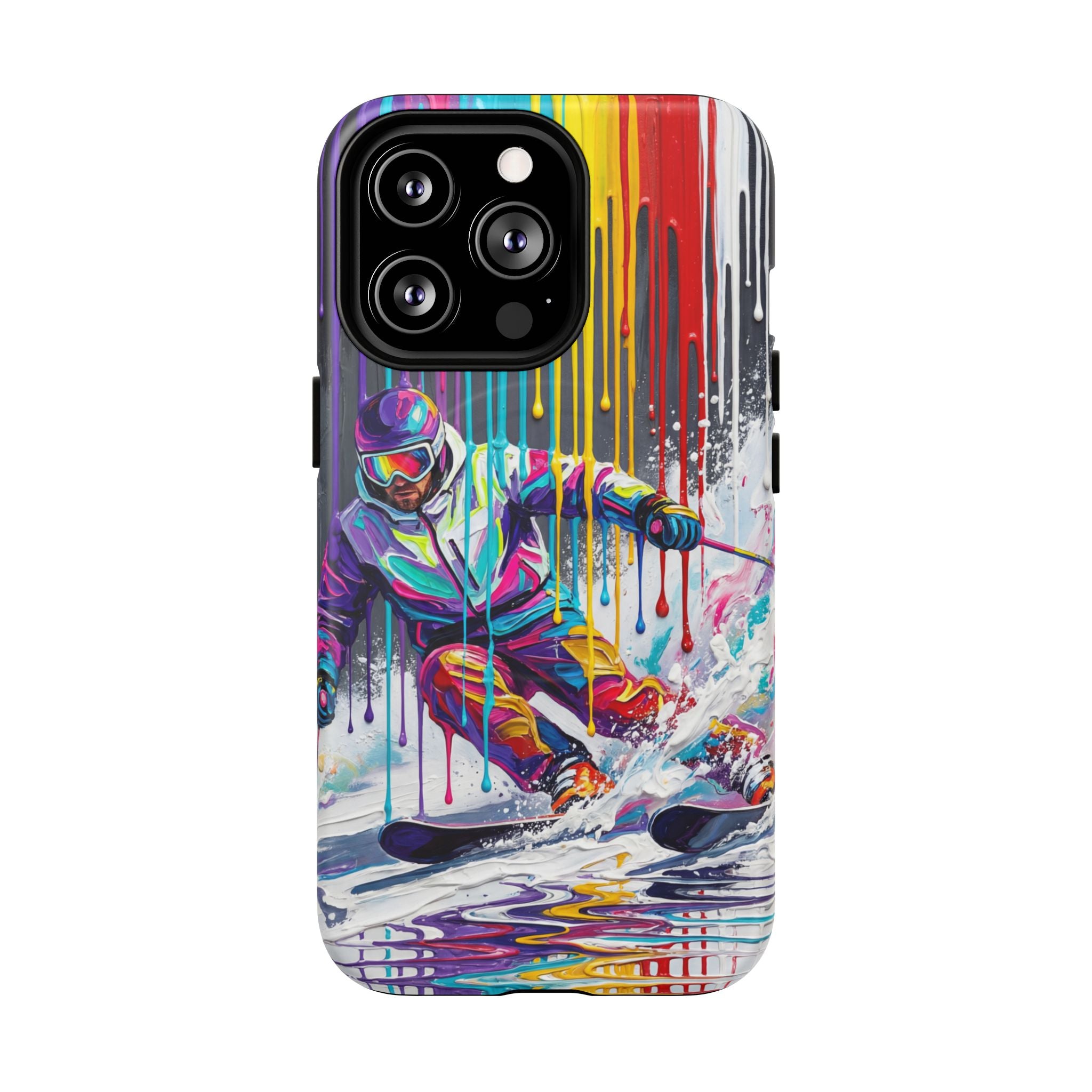 Colourful Skiing Drip Art Tough MagSafe iPhone Case