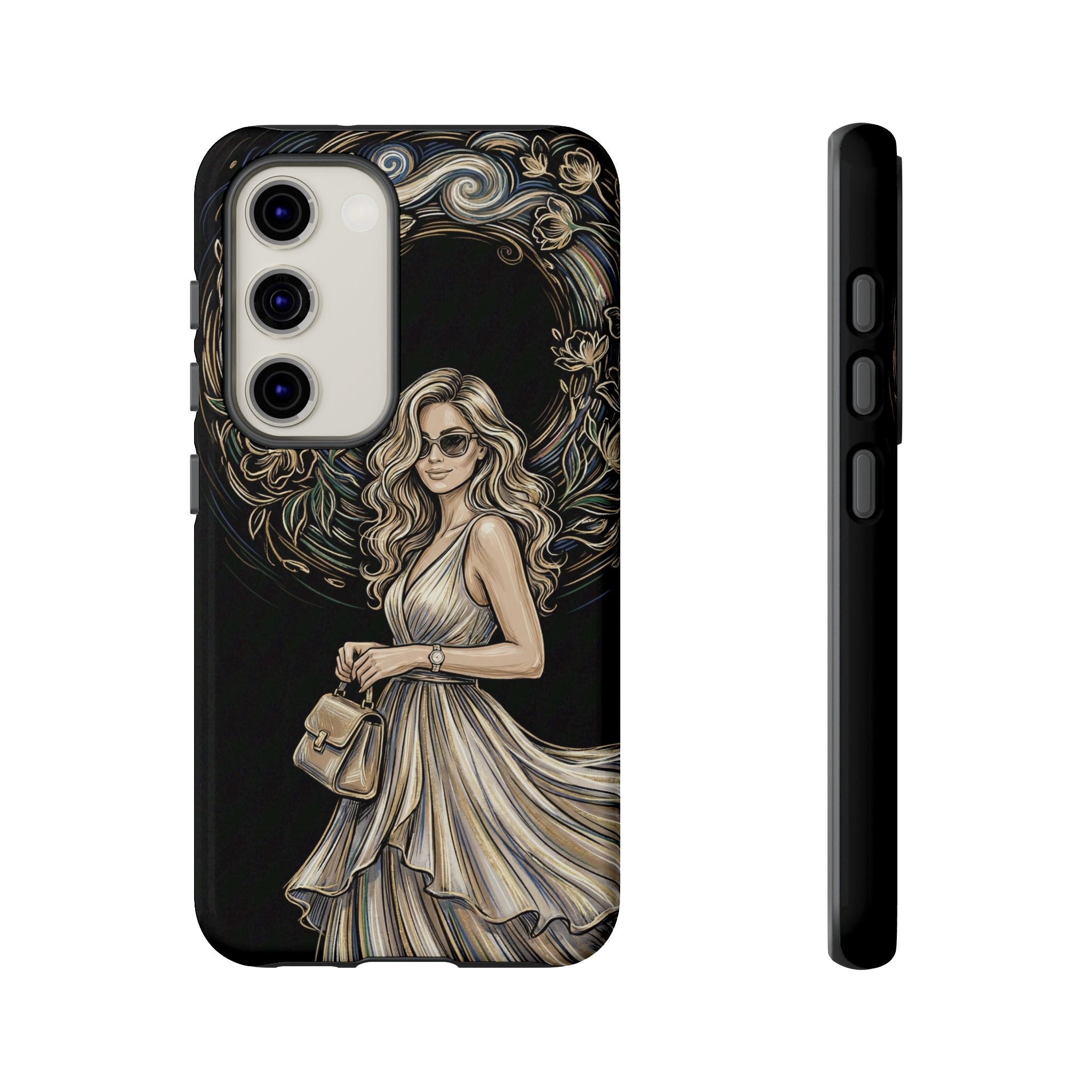 Stylish Woman Floral Wreath Tough Samsung Galaxy Phone Case