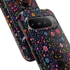 Celestial Black Cat Google Pixel Phone Case | Whimsigoth Floral