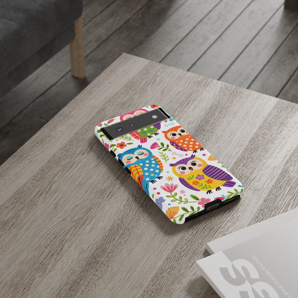 Cute Colorful Owls Google Pixel Phone Case | Cute Owl Pattern Tough Case