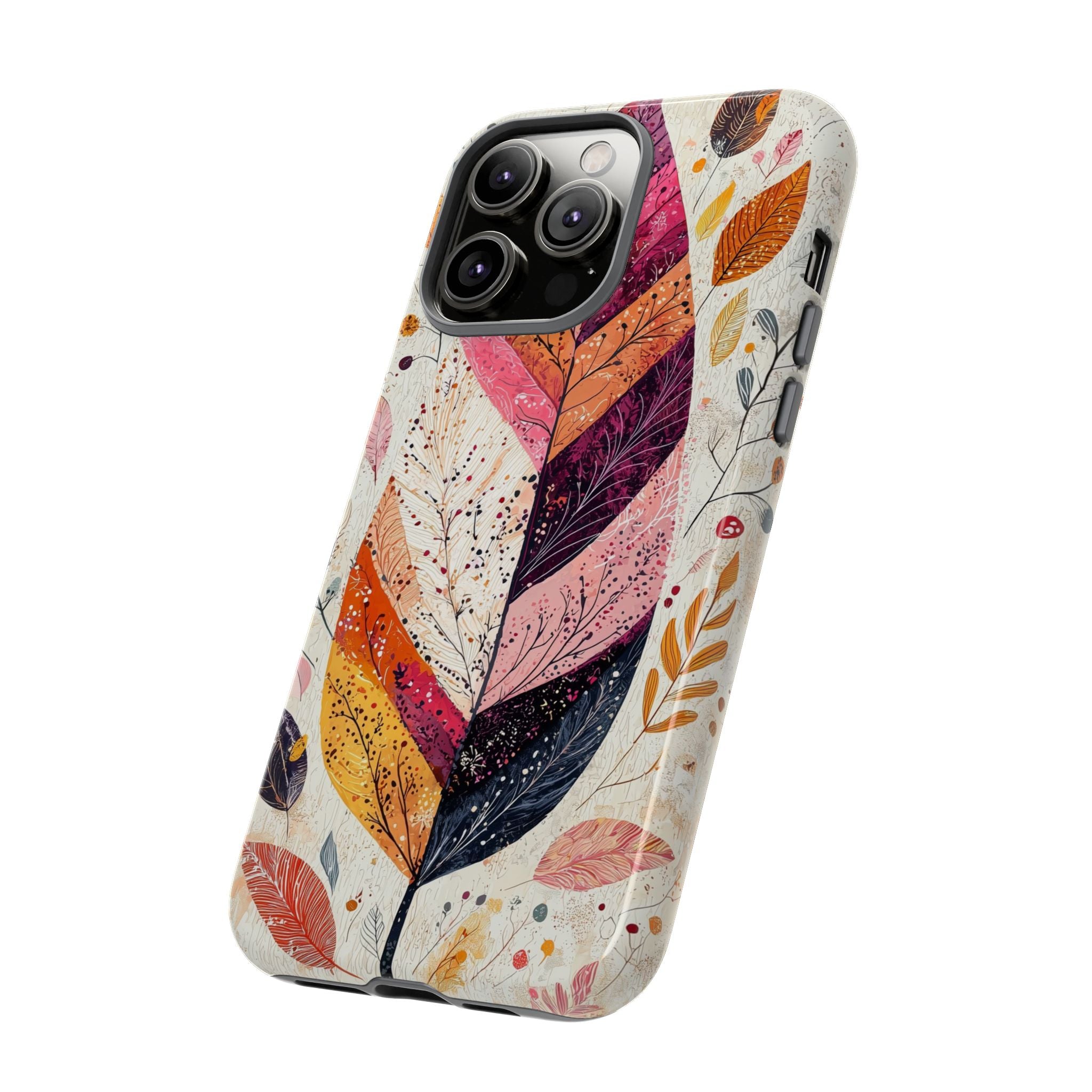 Autumn Leaf Tough iPhone Case | Watercolour Feathered Fall Design
