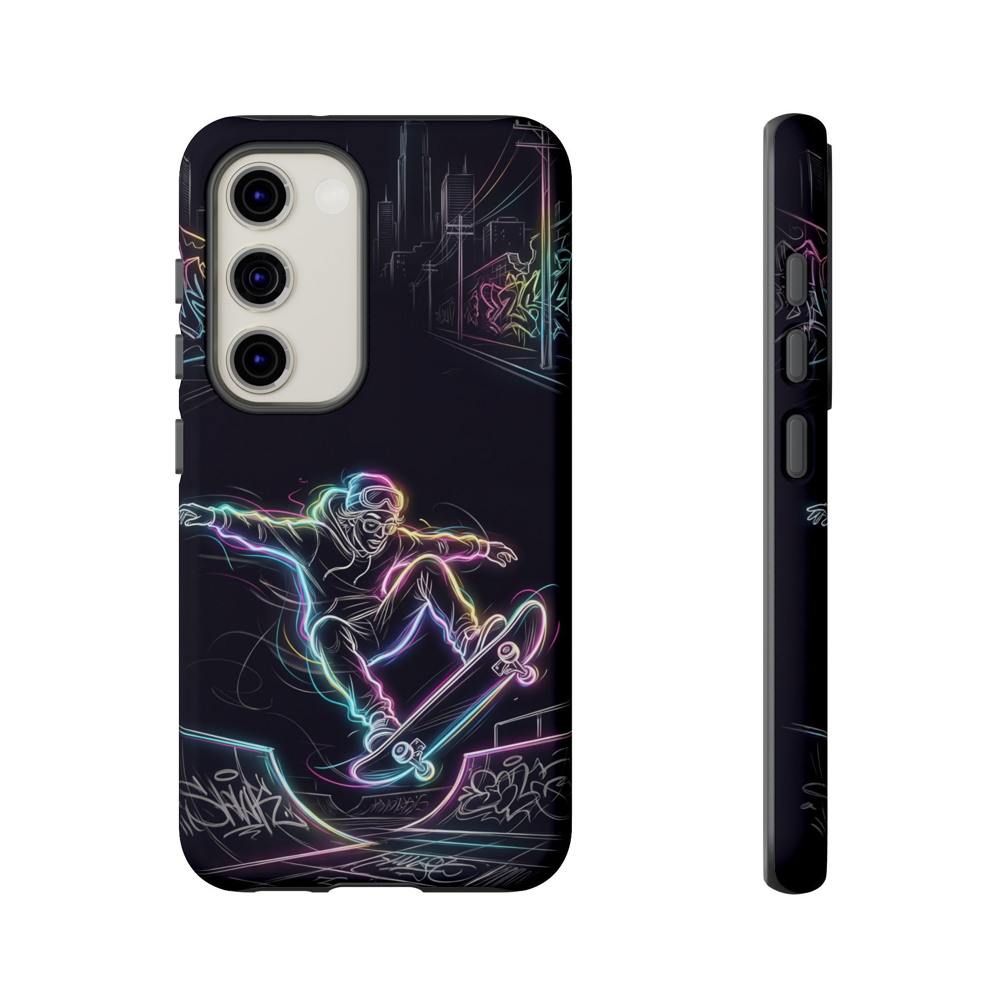 Neon Skateboard Samsung Galaxy Phone Case | Glow Skatepark Protective Cover