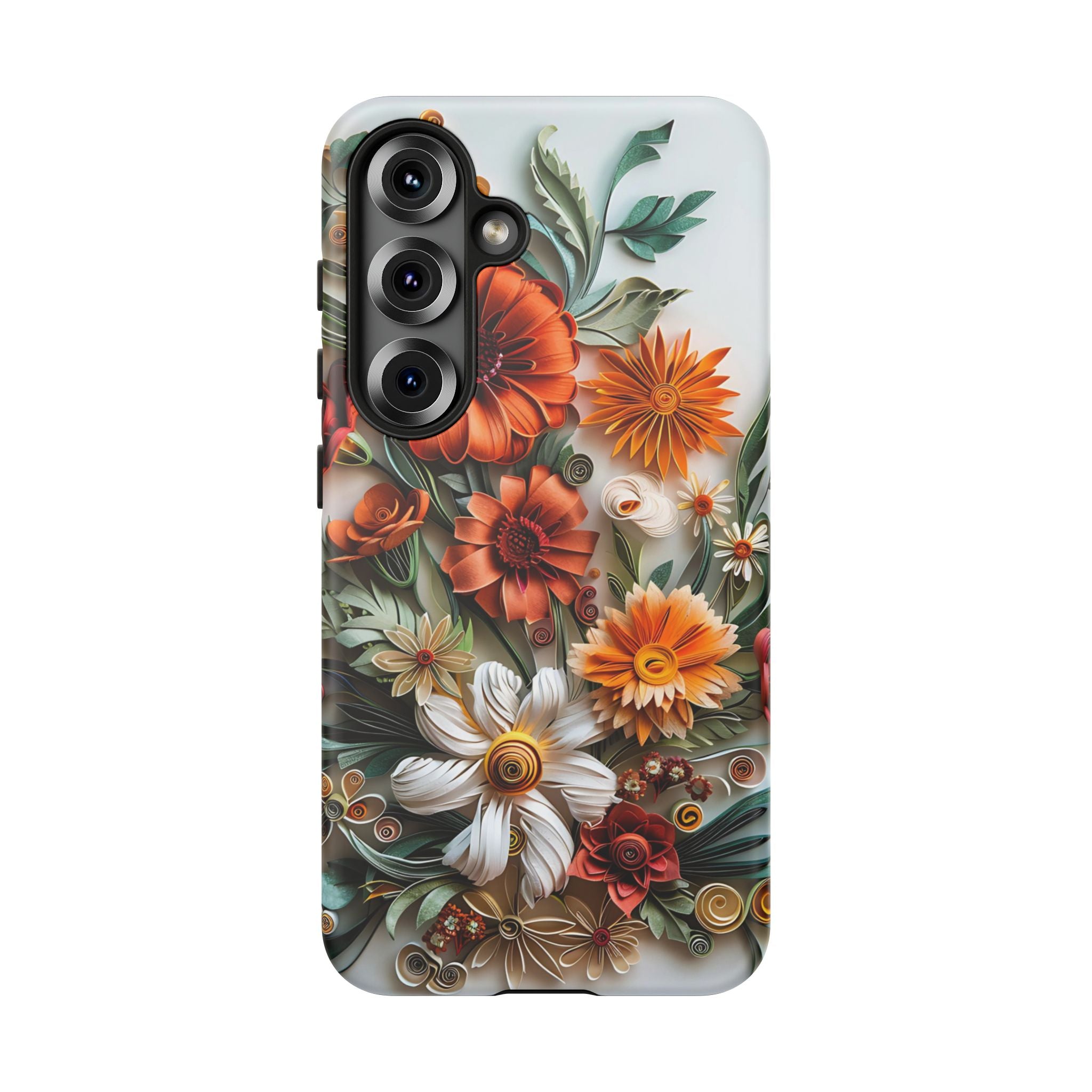 Floral Quilling Tough Samsung Galaxy Case — Orange Daisy