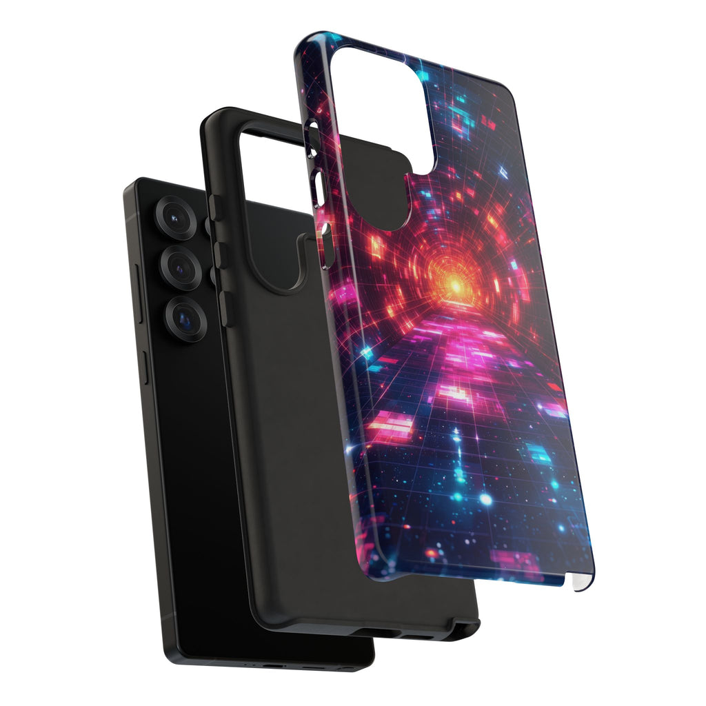 Neon Tunnel Tough Samsung Galaxy Case — Retro Futuristic Galaxy Design