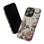 Hummingbird Moon Tough iPhone Case | Floral Celestial Protective Cover