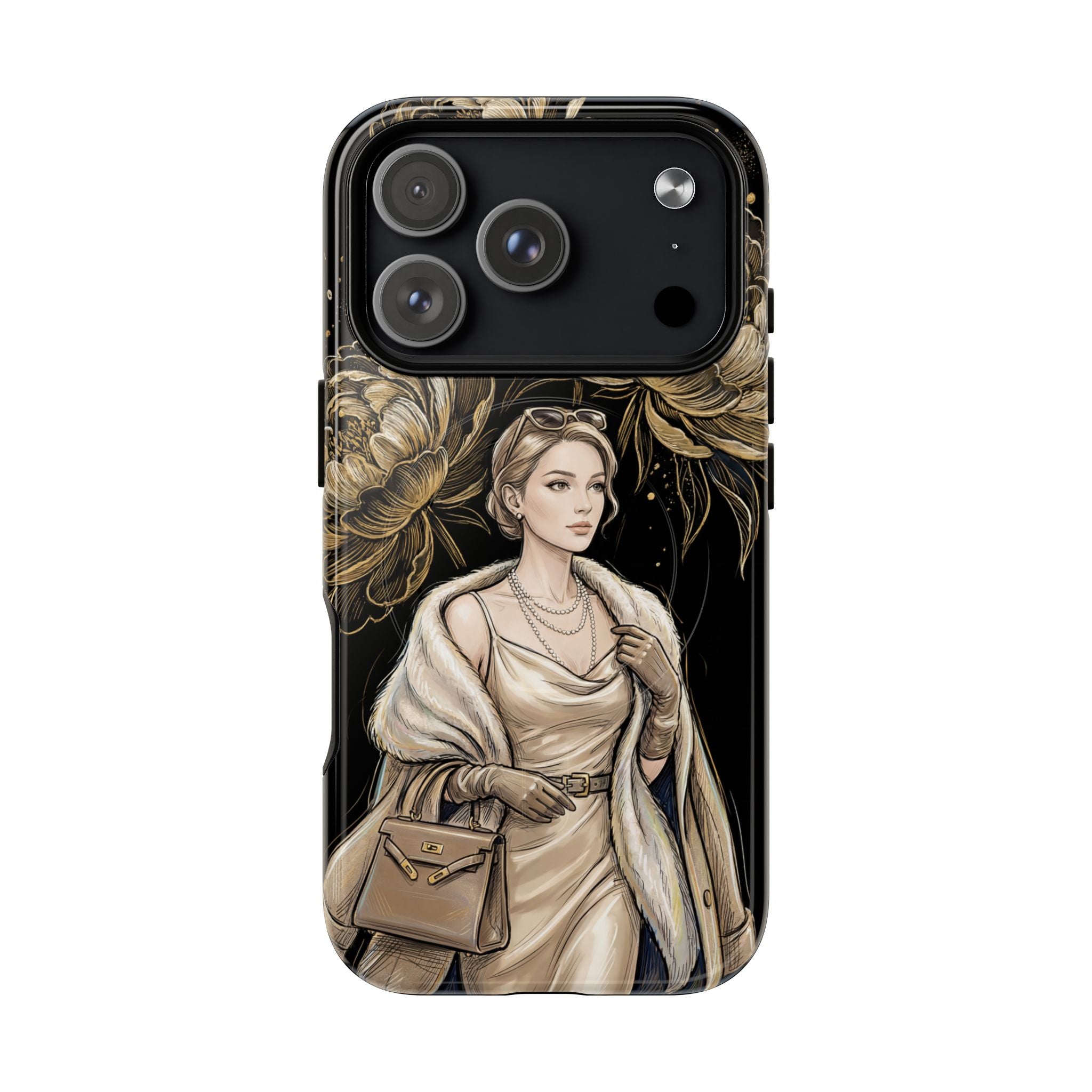 Elegant Vintage Lady Floral MagSafe iPhone Case | Chic Protective Cover for Women