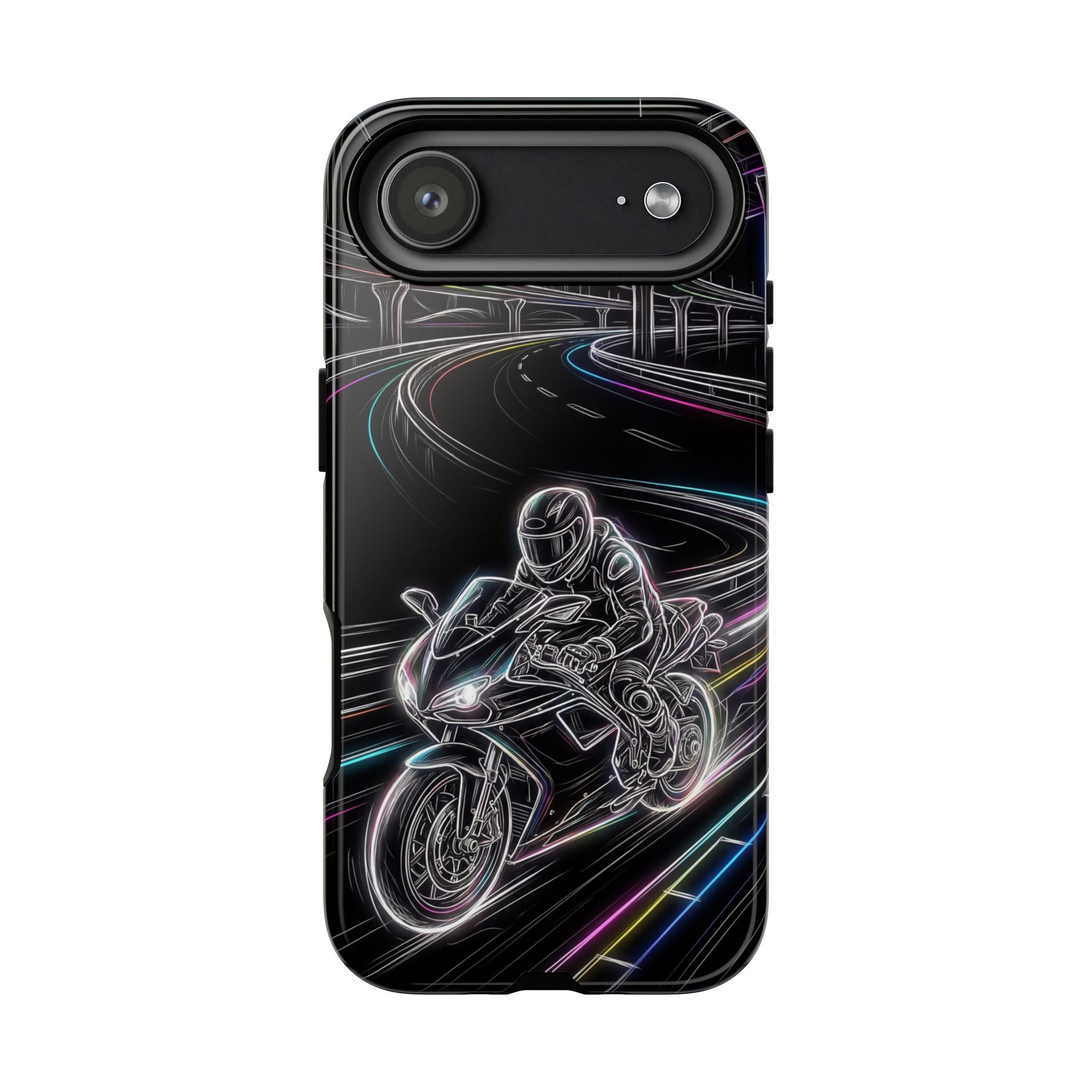 Neon Night Rider iPhone Case | Motorcycle Racing Protective Cover