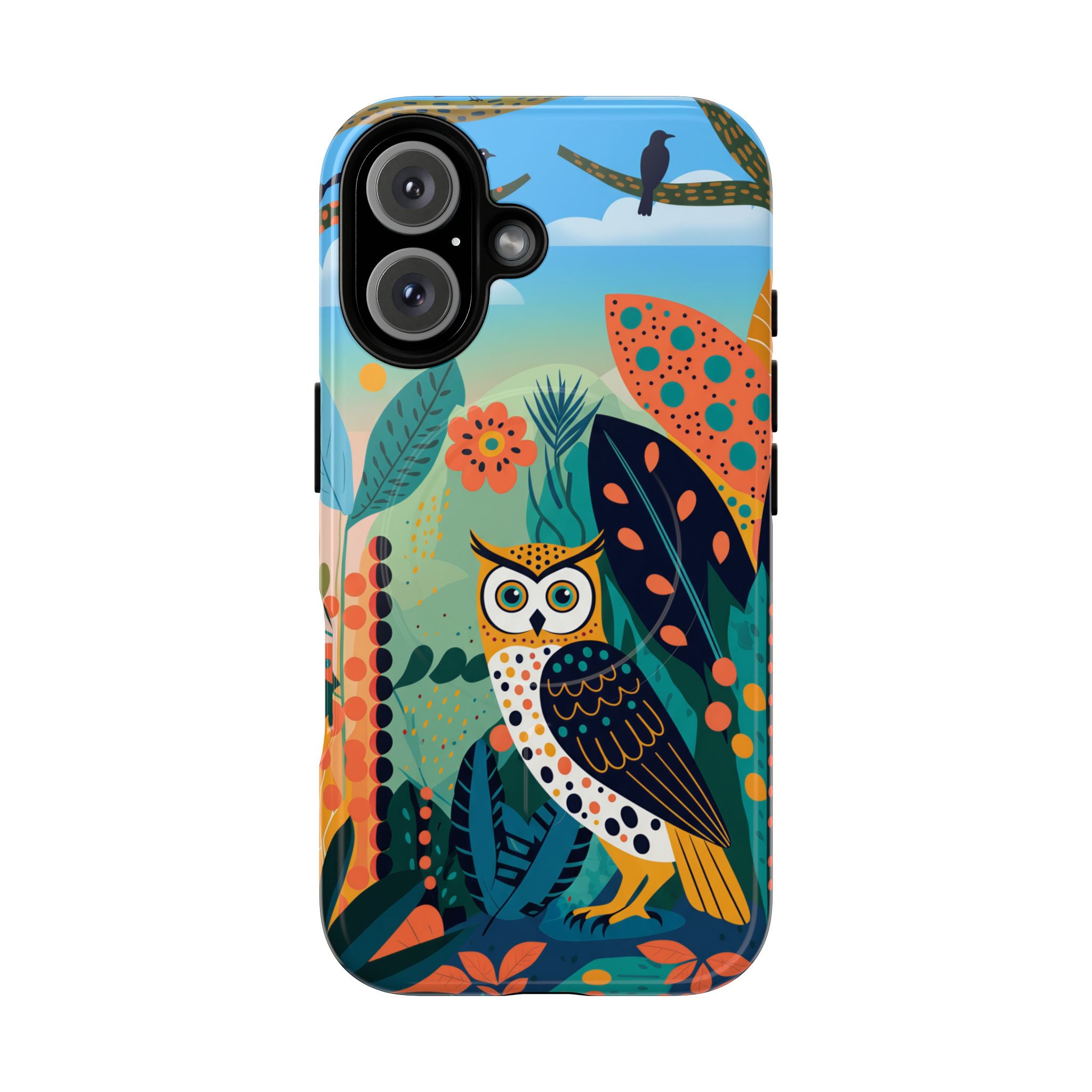 Botanical Forest Colourful Owl MagSafe iPhone Case