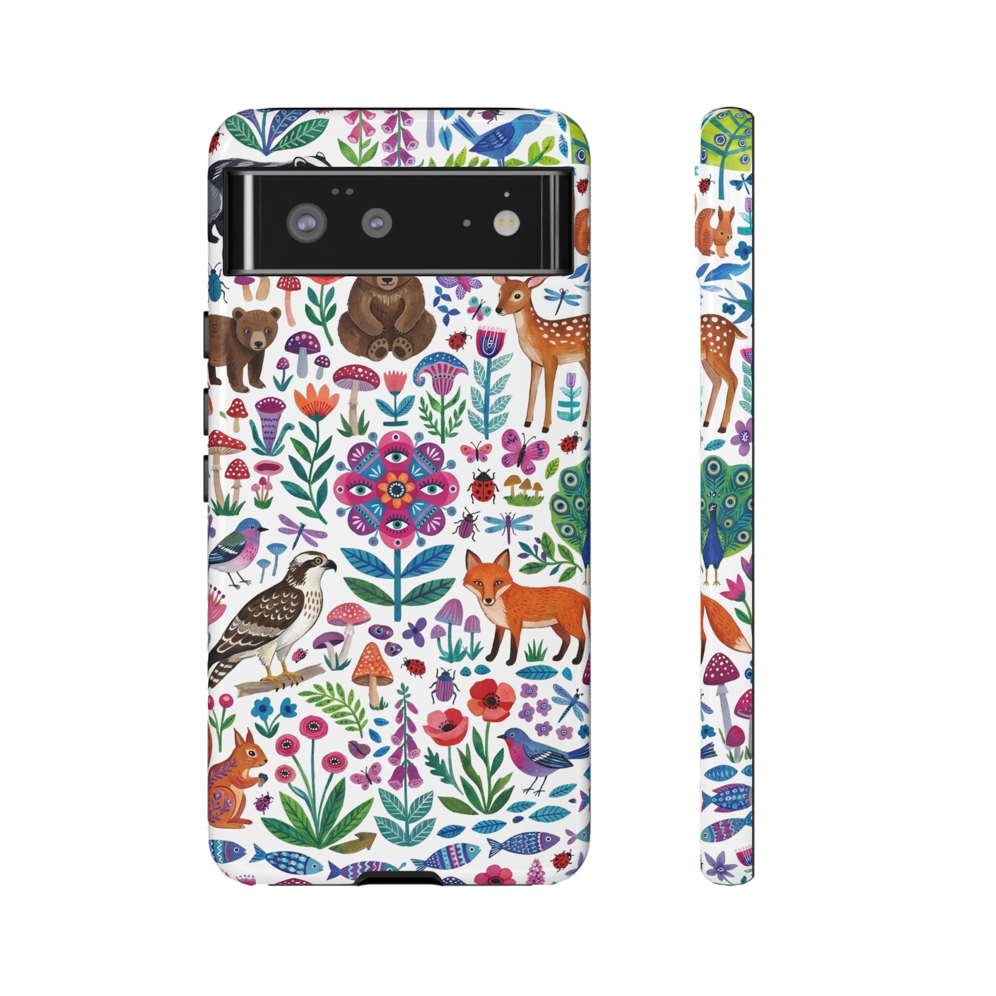 Wild Garden Google Pixel Phone Case | Cute Forest Animals Floral Pattern Tough Case