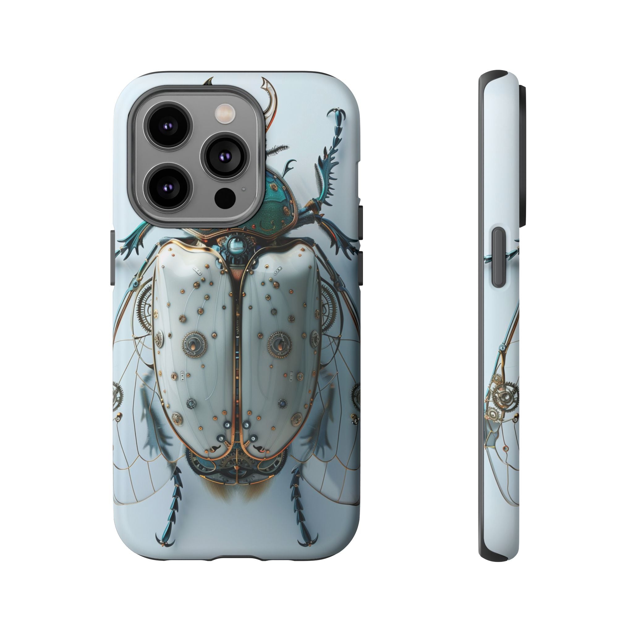 Steampunk White Beetle Protective Tough iPhone Case