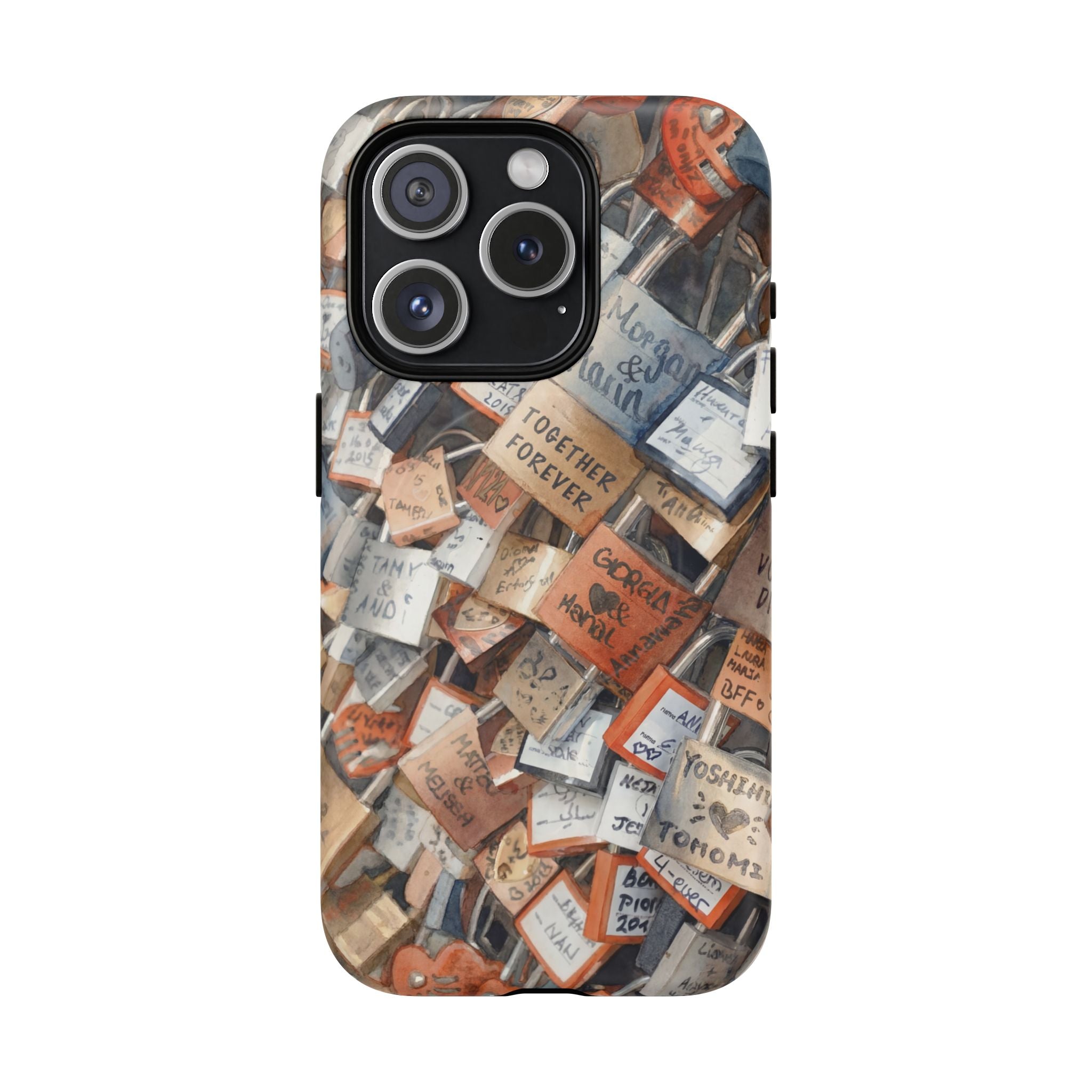 Custodia per iPhone MagSafe resistente con motivo collage di lucchetti dei desideri