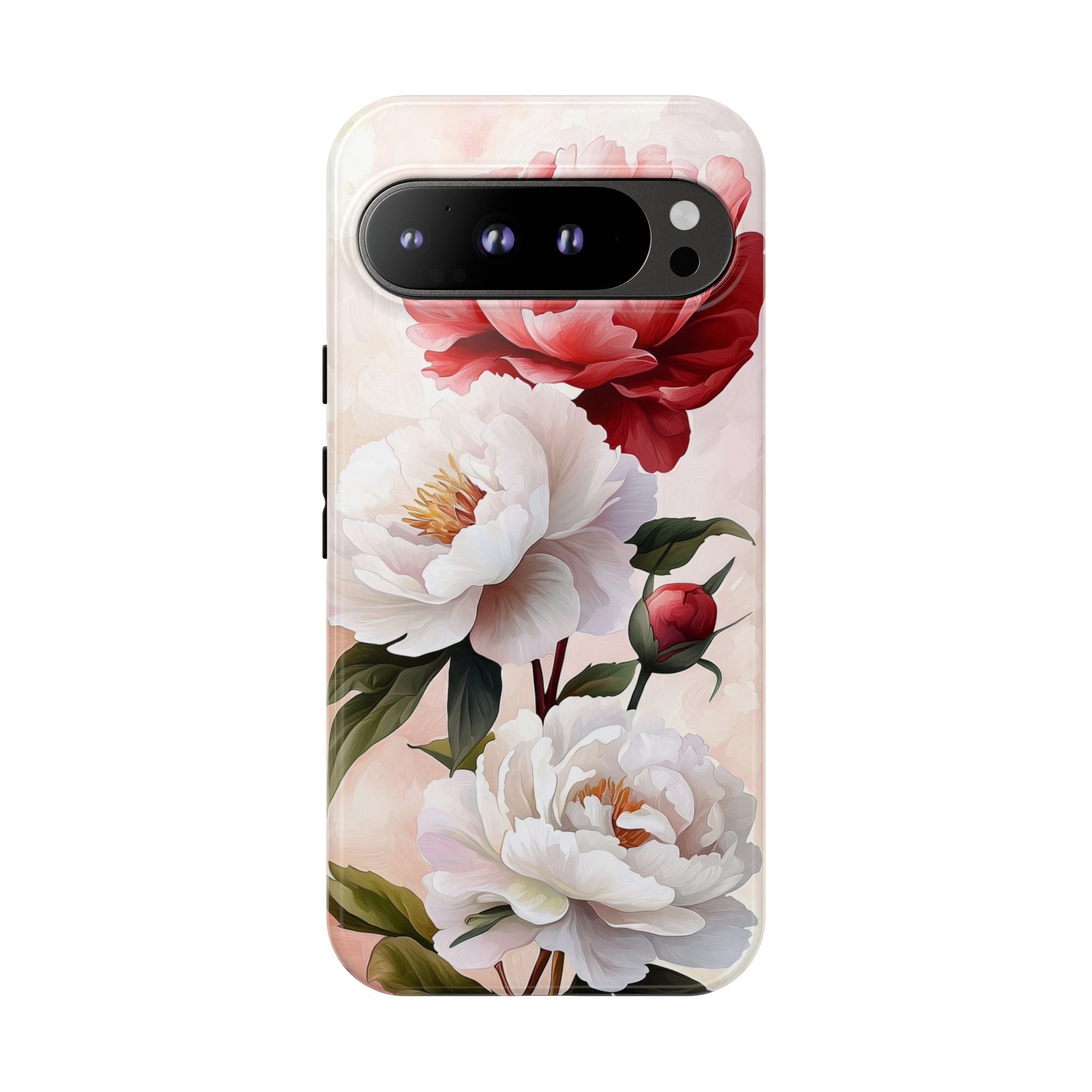 Floral Peonies Google Pixel Case | Pink & White Vintage Flower
