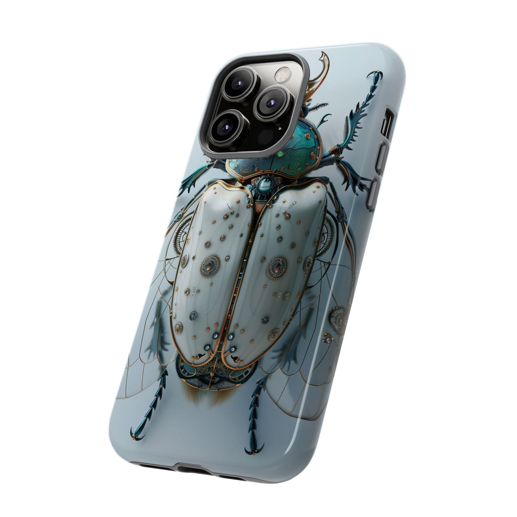 Steampunk White Beetle Protective Tough iPhone Case
