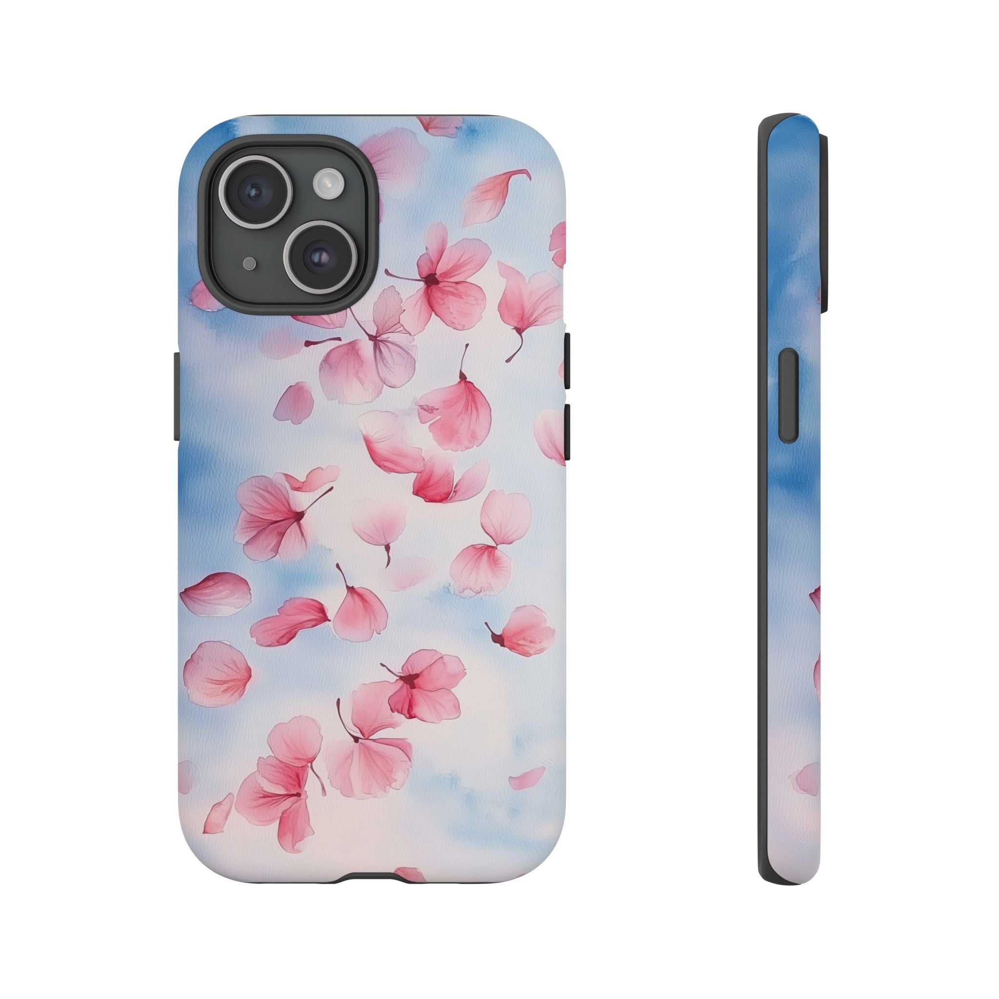 Floral Petal Tough iPhone Case | Pink Falling Blossoms