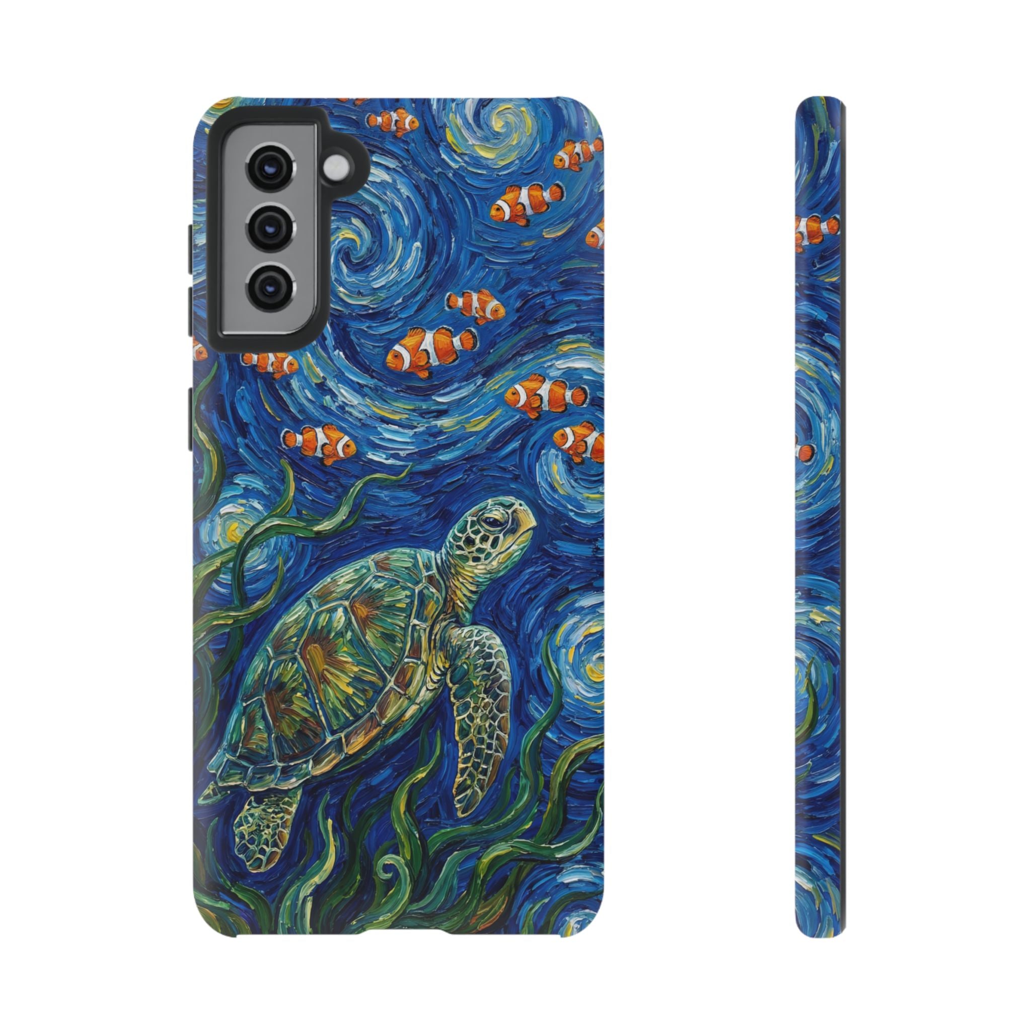 Sea Turtle & Clownfish Tough Samsung Galaxy Case | Van Gogh Style Ocean Art