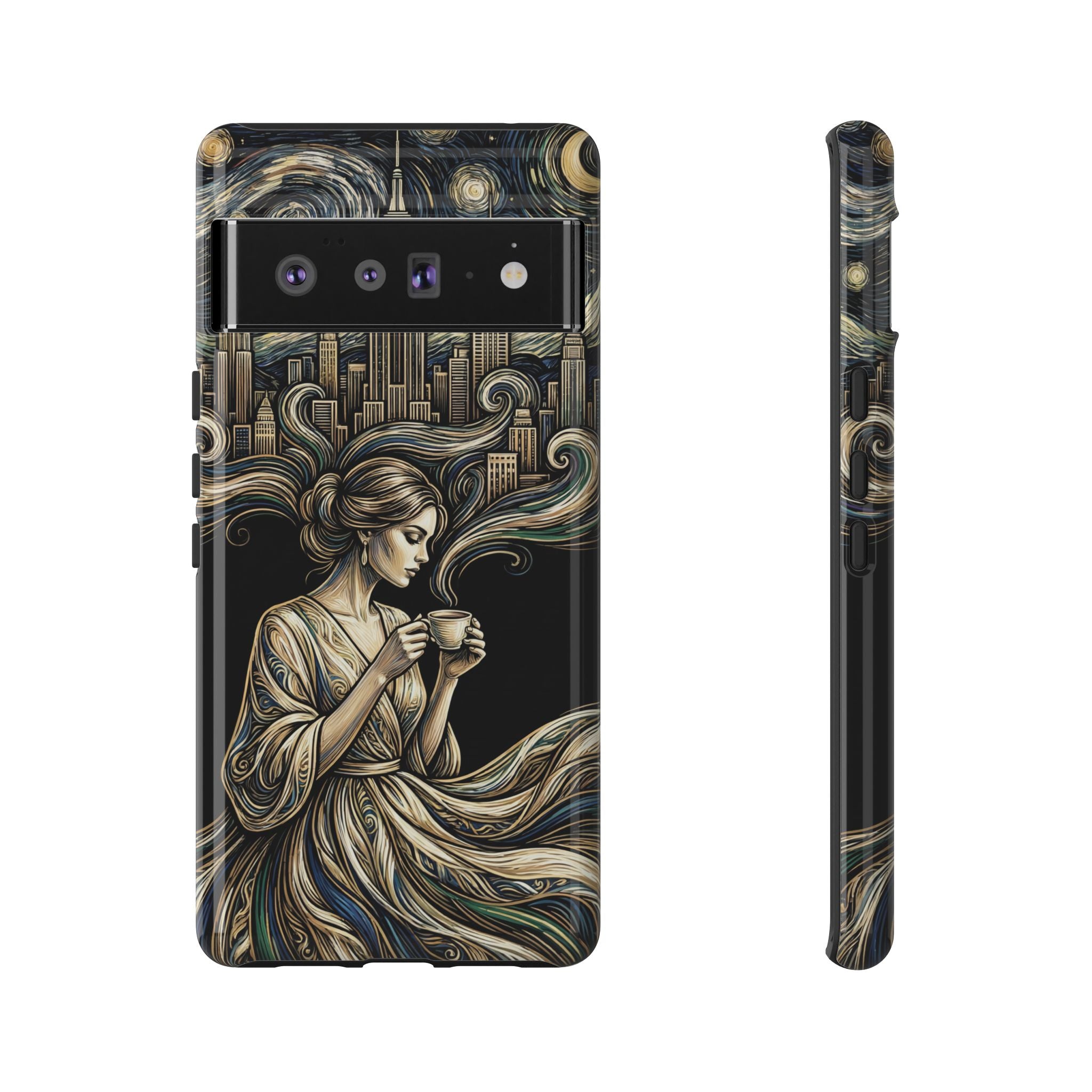 Vintage Cityscape Woman Tea Art Google Pixel Phone Case